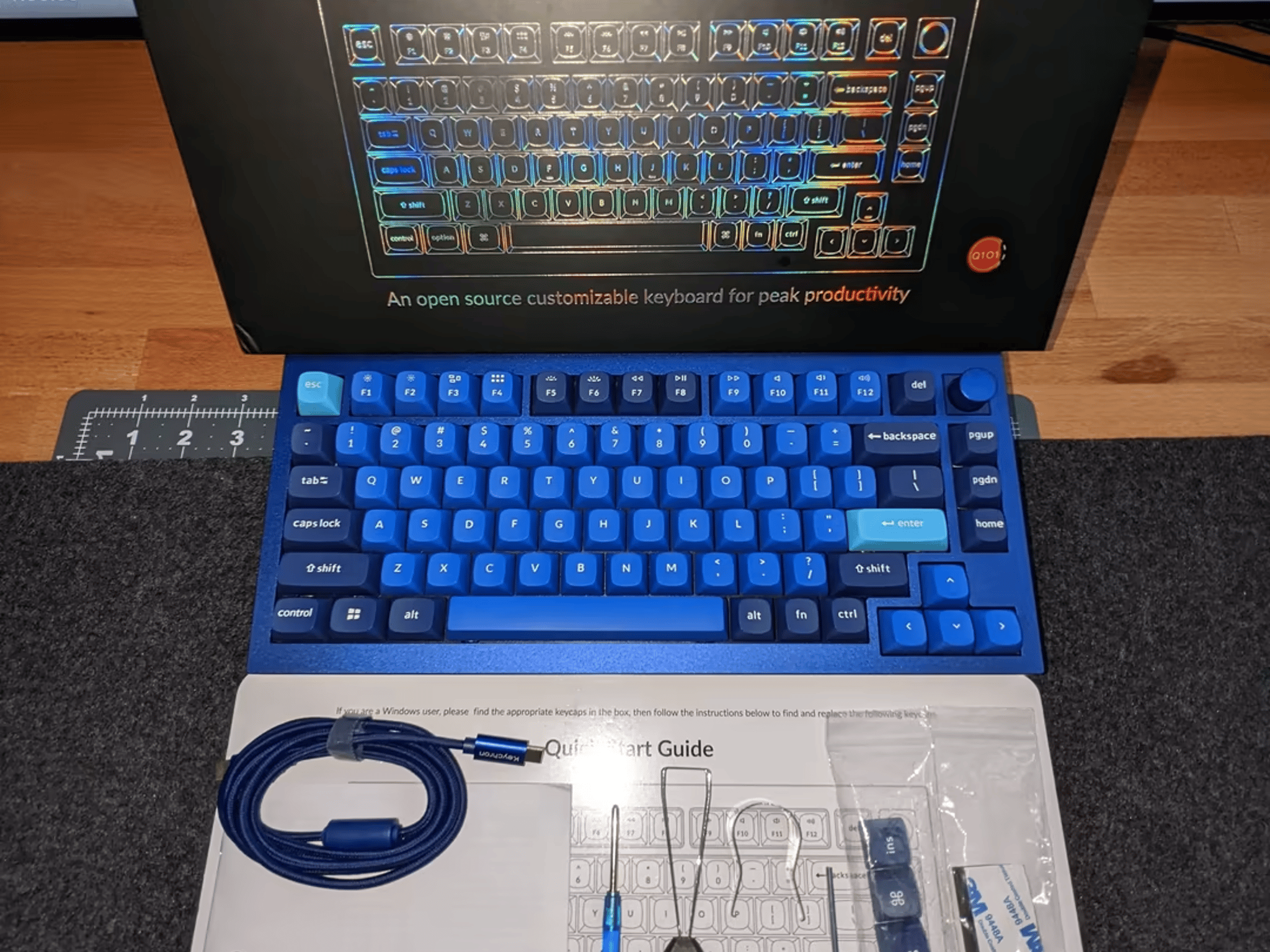 Keychron Q1 Ver.2 w/ Knob QMK Mechanical Keyboard / Navy Blue / Gateron G Pro Reds / OSA PBT Keycaps
