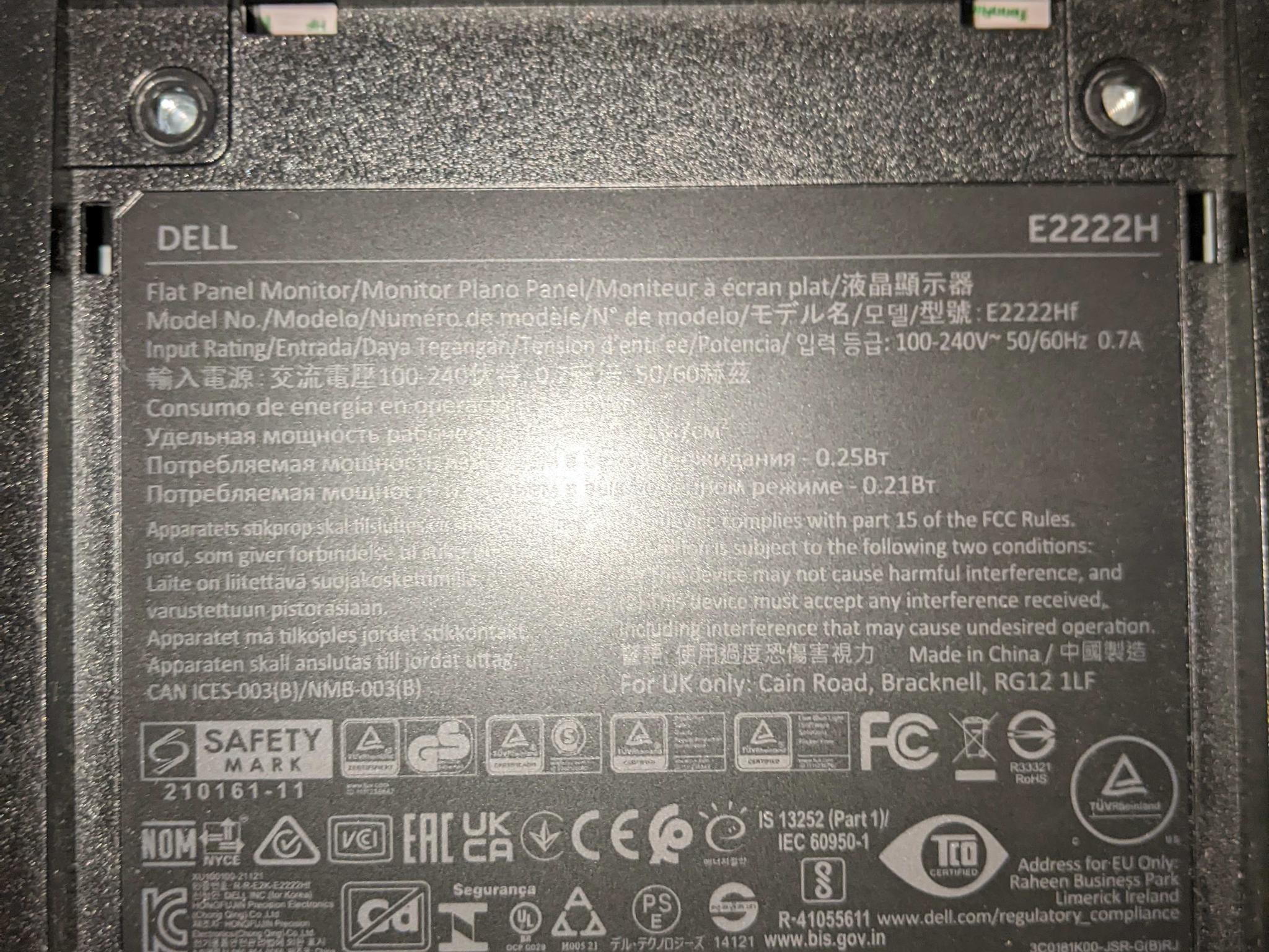 2 Dell E2222H Monitors VA Panel 60hz
