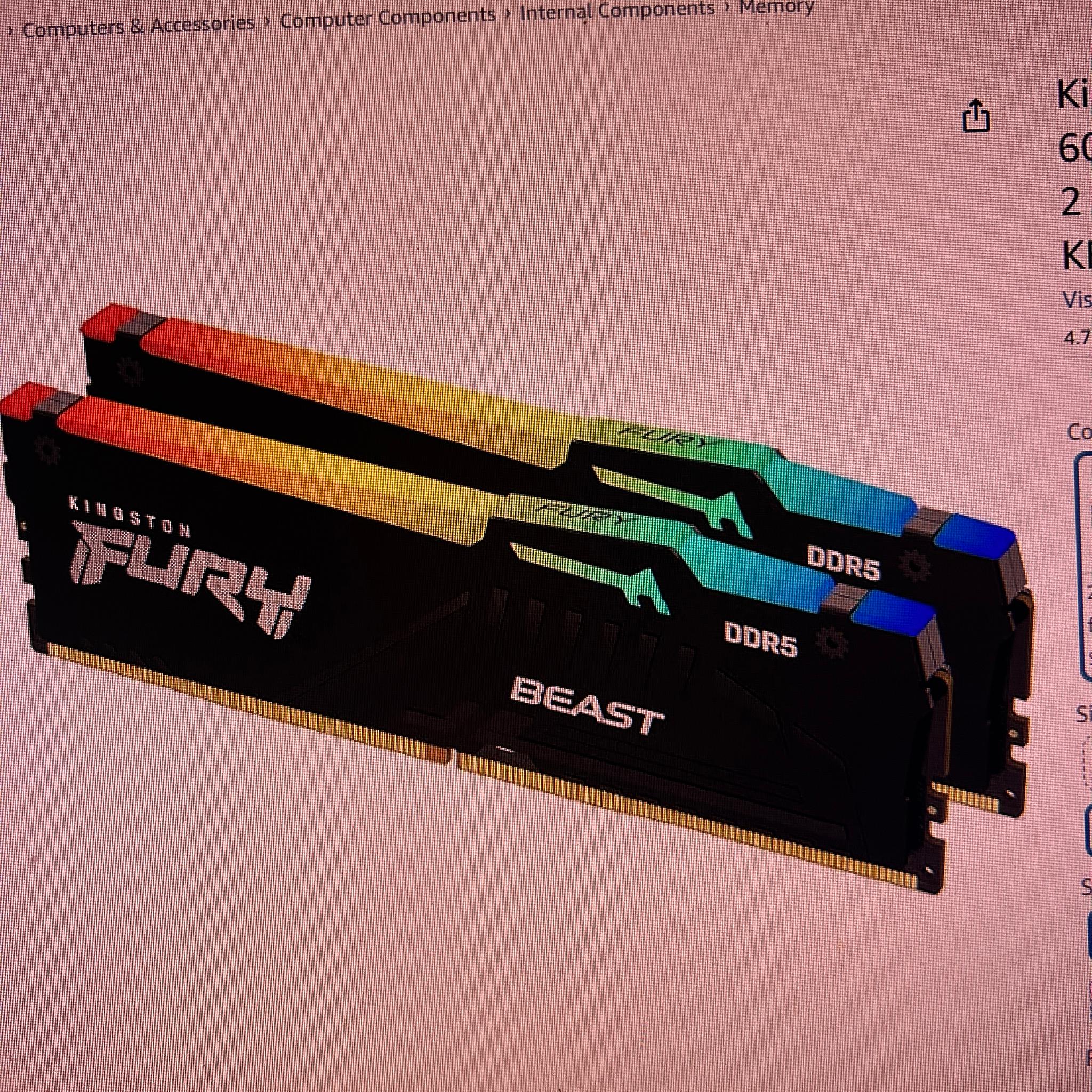 DDR5 32GB (16x2) RGB RAM Kingston Fury Beast like new 6000 CL36