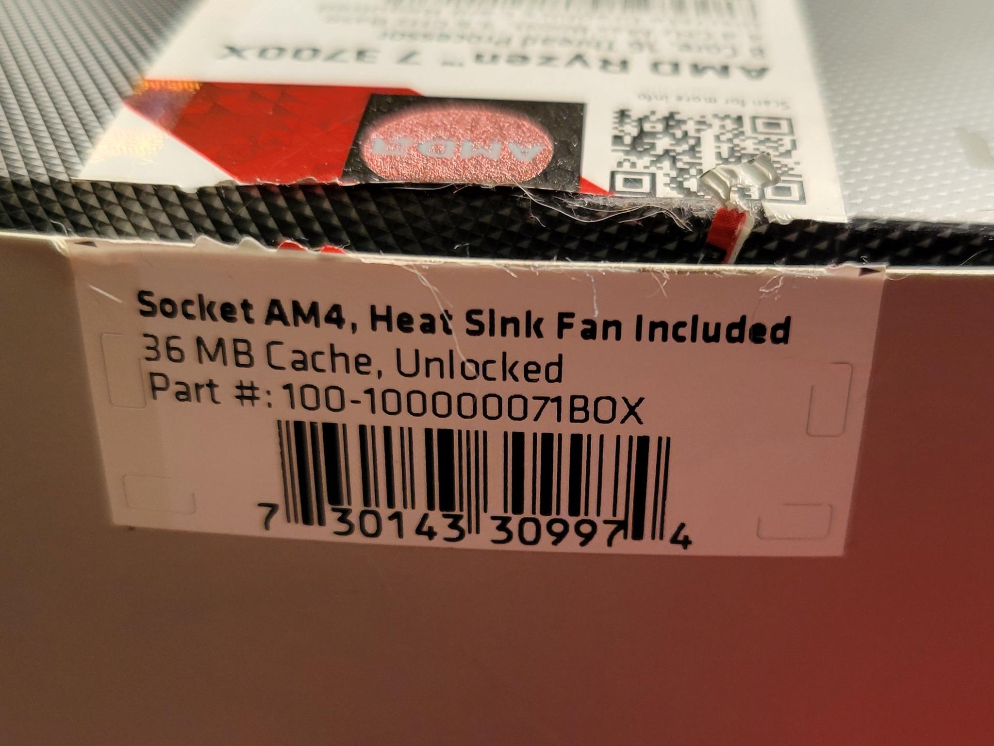 AMD Ryzen 3700X CPU includes Wraith cooler great condition/low use