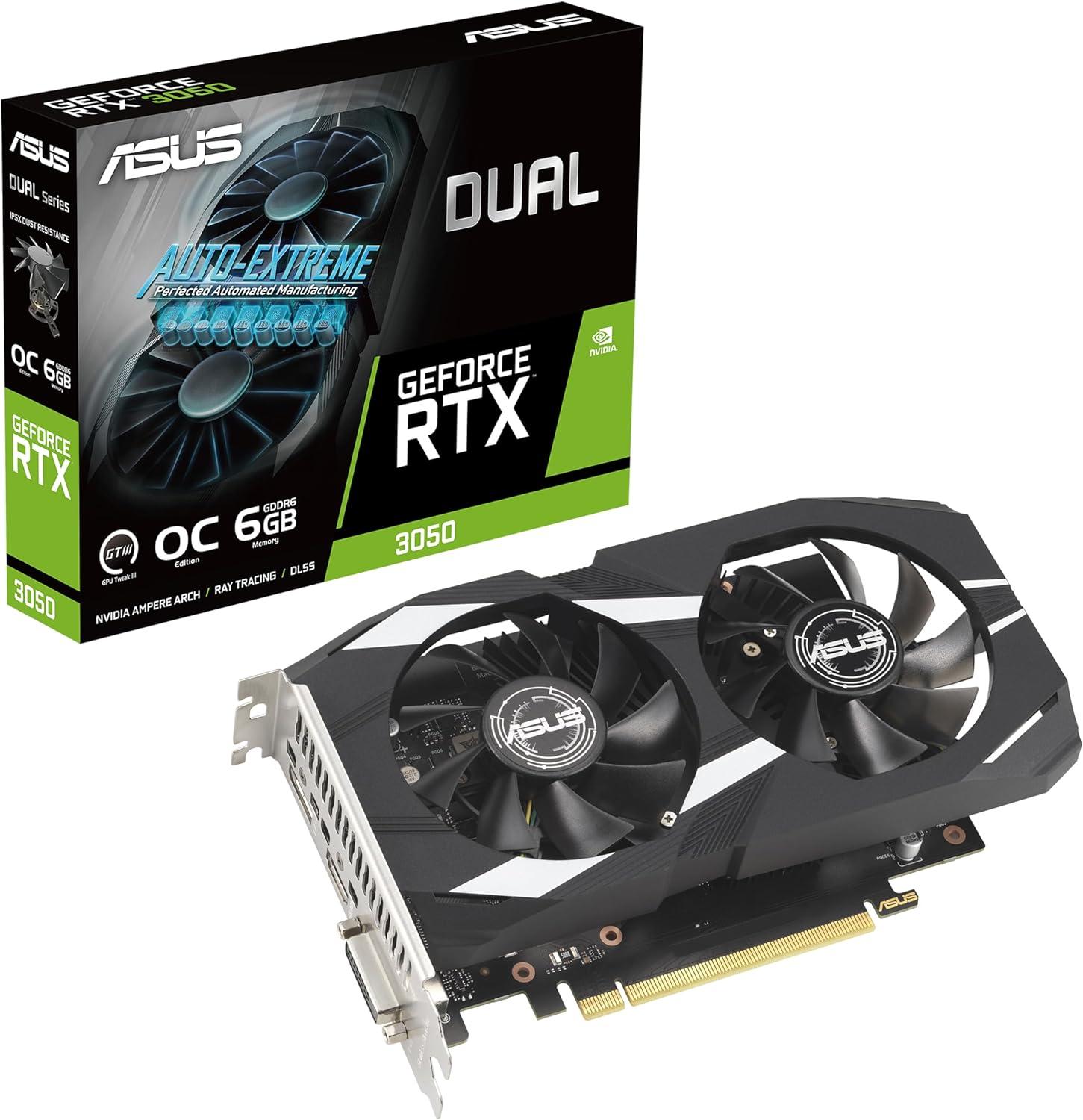 RTX 3050 6GB OC Edition Gaming Graphics Card - PCIe 4.0, 6GB GDDR6 Memory