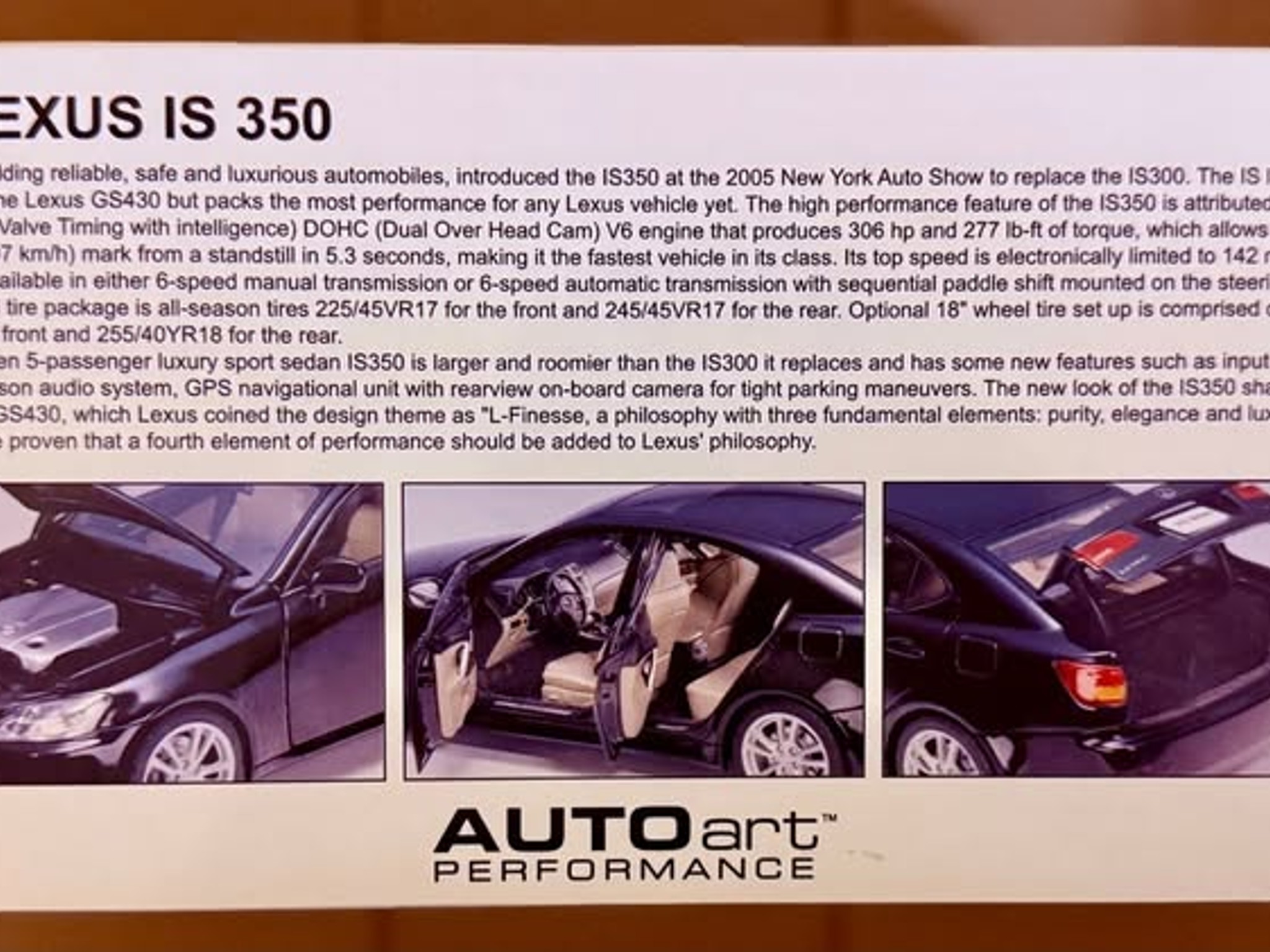 Autoart Performance 1/18 Scale 2006 Lexus IS350 Obsidian Black Model Car