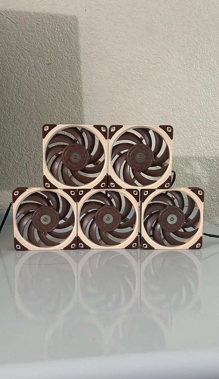 Noctua NF-A12x25 PWM, Premium Quiet Fan, 4-Pin (120mm, Brown)X5 fans