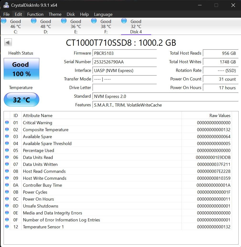 Crucial T710 1TB 3D TLC NAND Gen 5 x4 NVMe M.2 2280 Internal SSD with Heatsink
