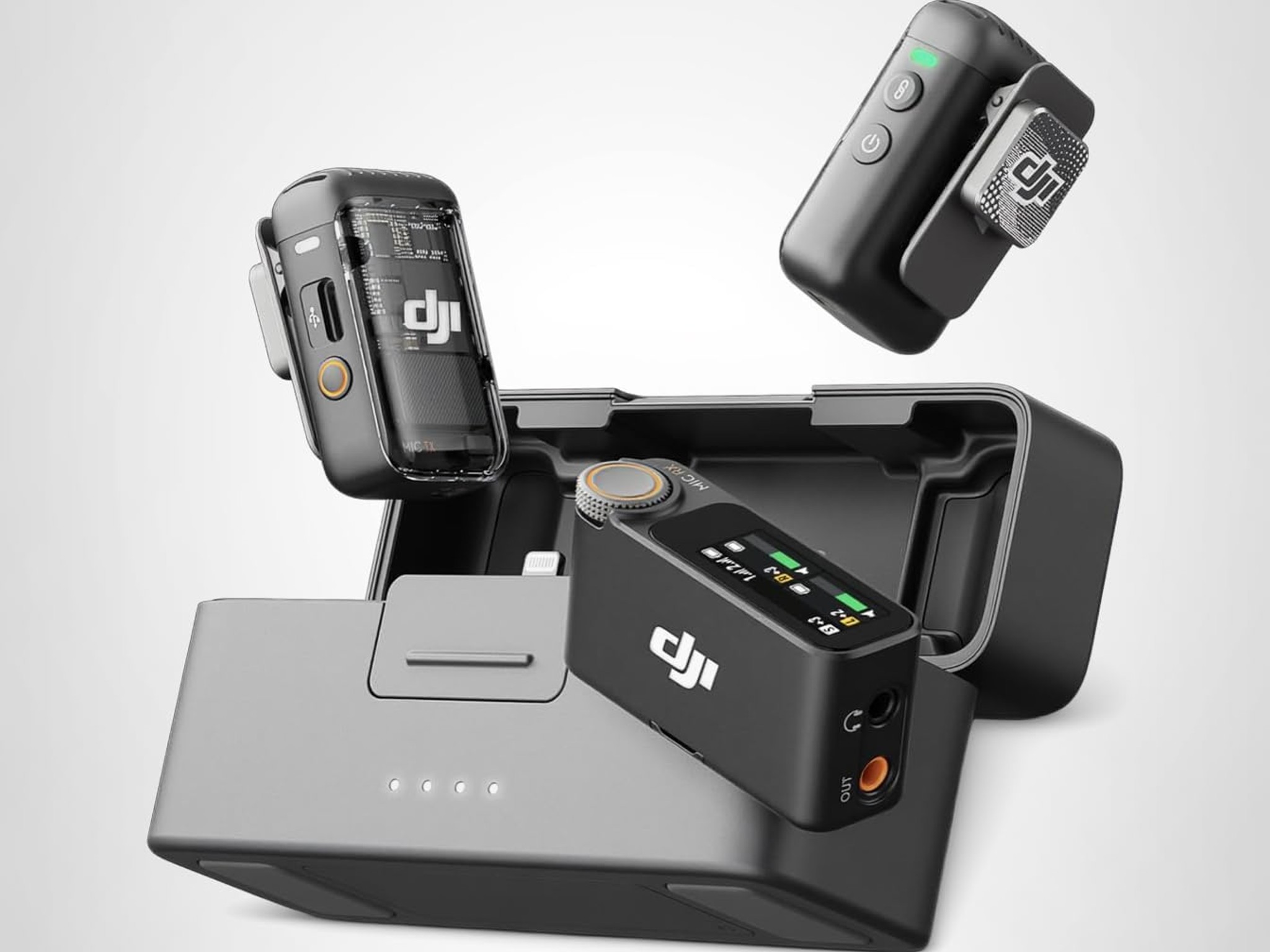 DJI Mic 2 (2 TX + 1 RX + Charging Case), All-in-one Wireless Microphone