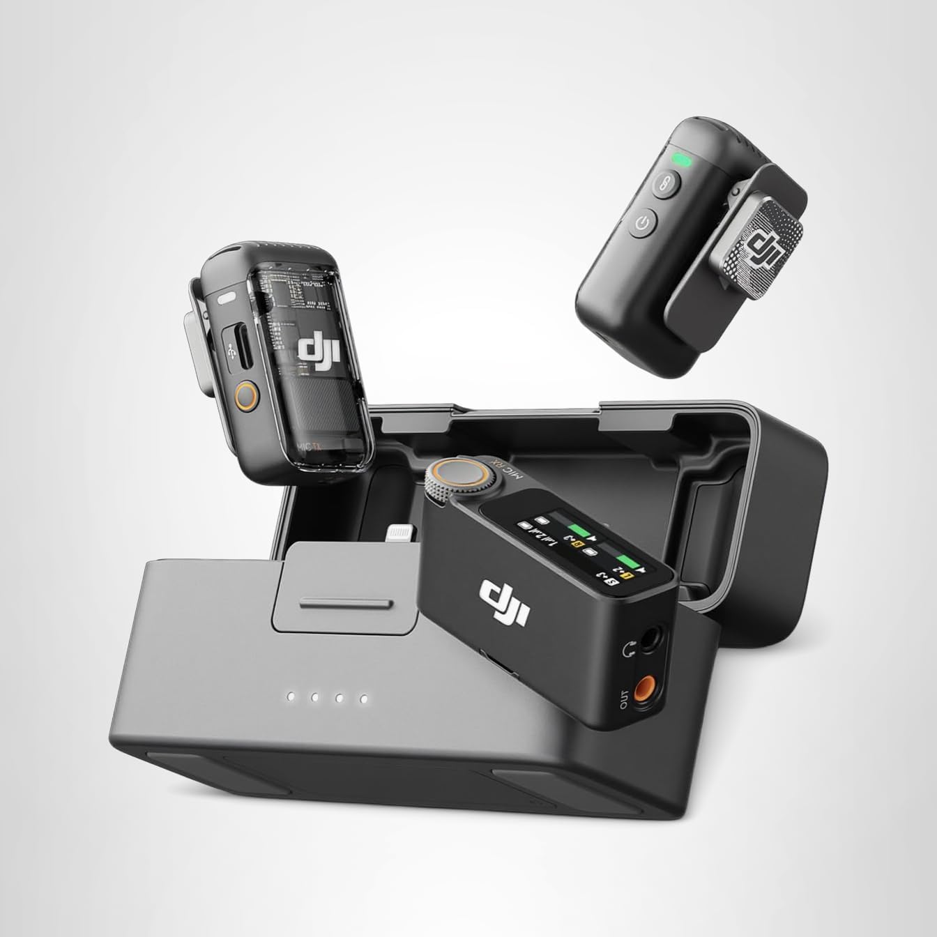DJI Mic 2 (2 TX + 1 RX + Charging Case), All-in-one Wireless Microphone