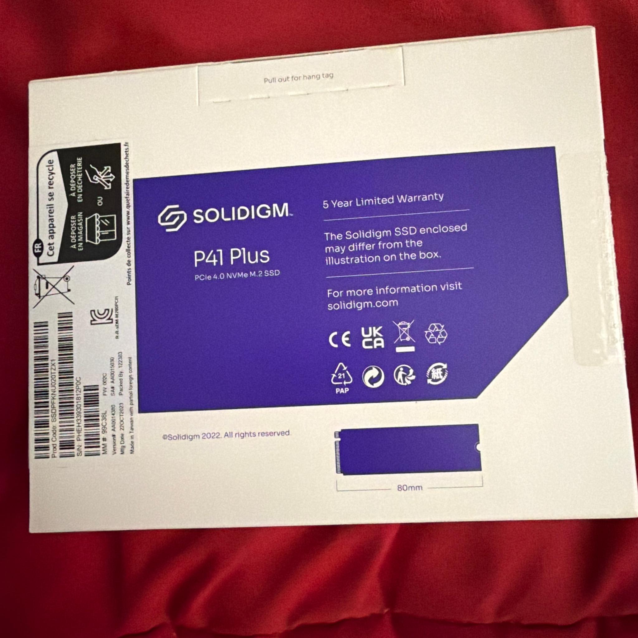 2TB SSD Solidigm P41 Plus New In Box PCIe 4.0 NVME M.2 SSD 2280