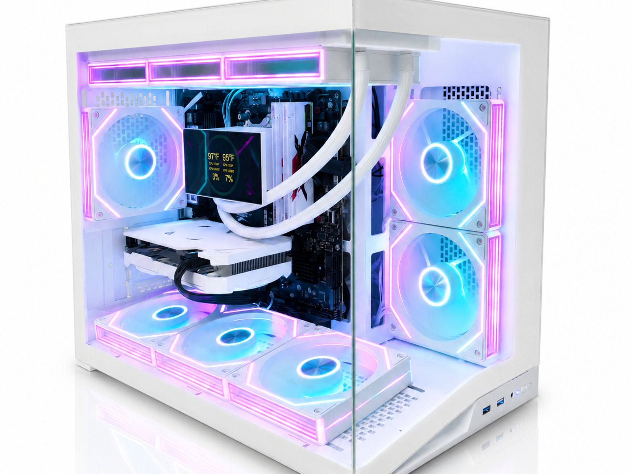 White mATX Gaming PC | RTX 4060 | Ryzen 5 5500 | 1TB Gen4 SSD | 360mm IPS AIO