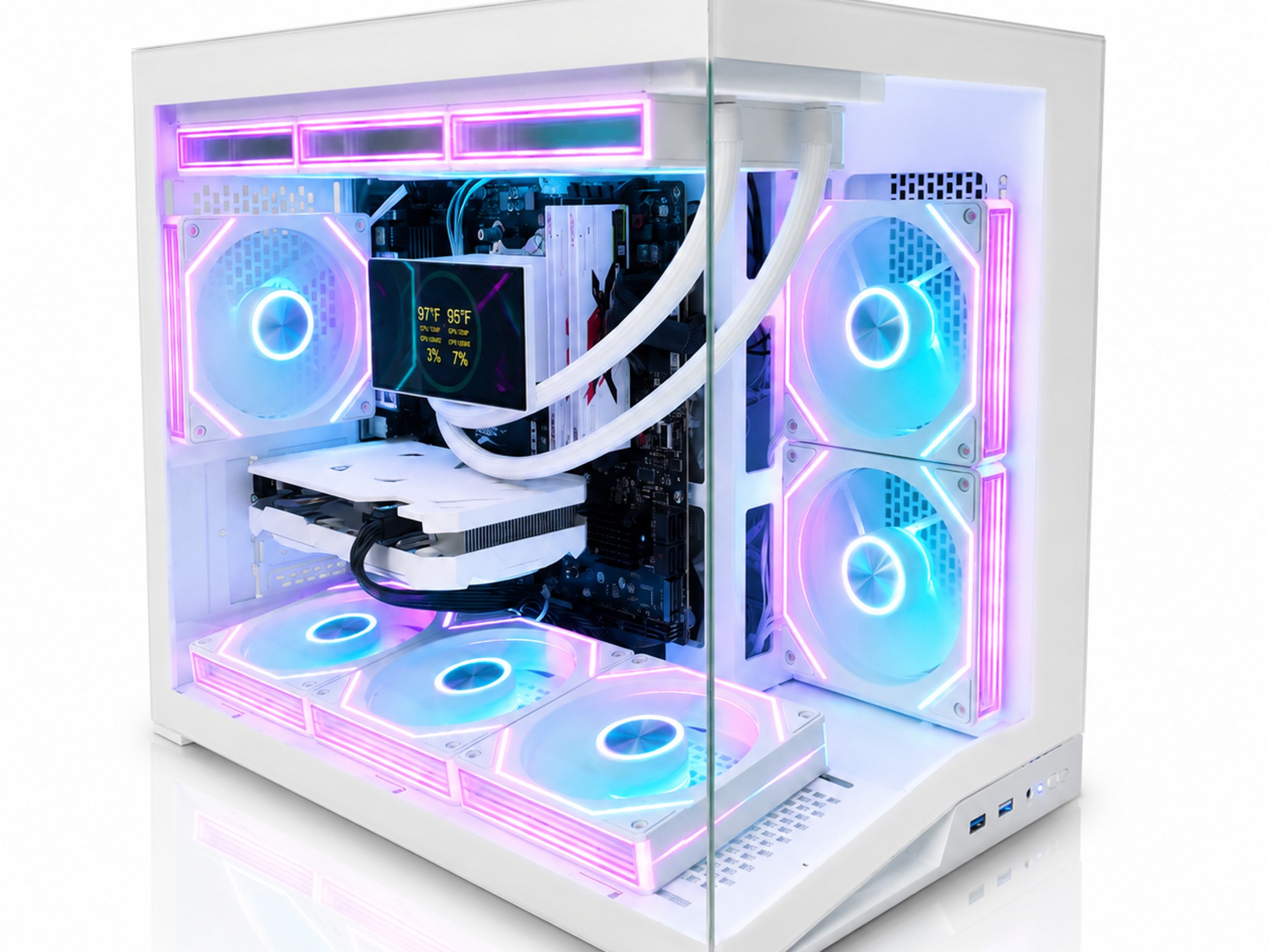 White mATX Gaming PC | RTX 4060 | Ryzen 5 5500 | 1TB Gen4 SSD | 360mm IPS AIO