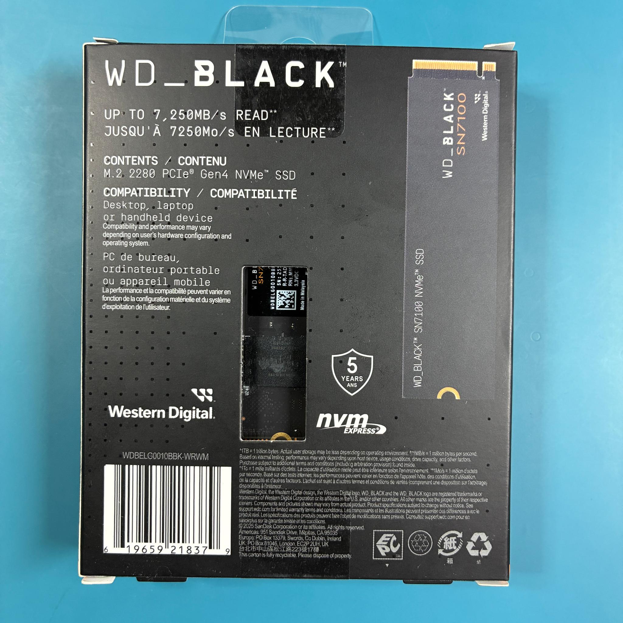 WD_BLACK SN7100 1TB NVMe SSD w/ Windows 11 Pro Preinstalled + Retail Key (SSD)