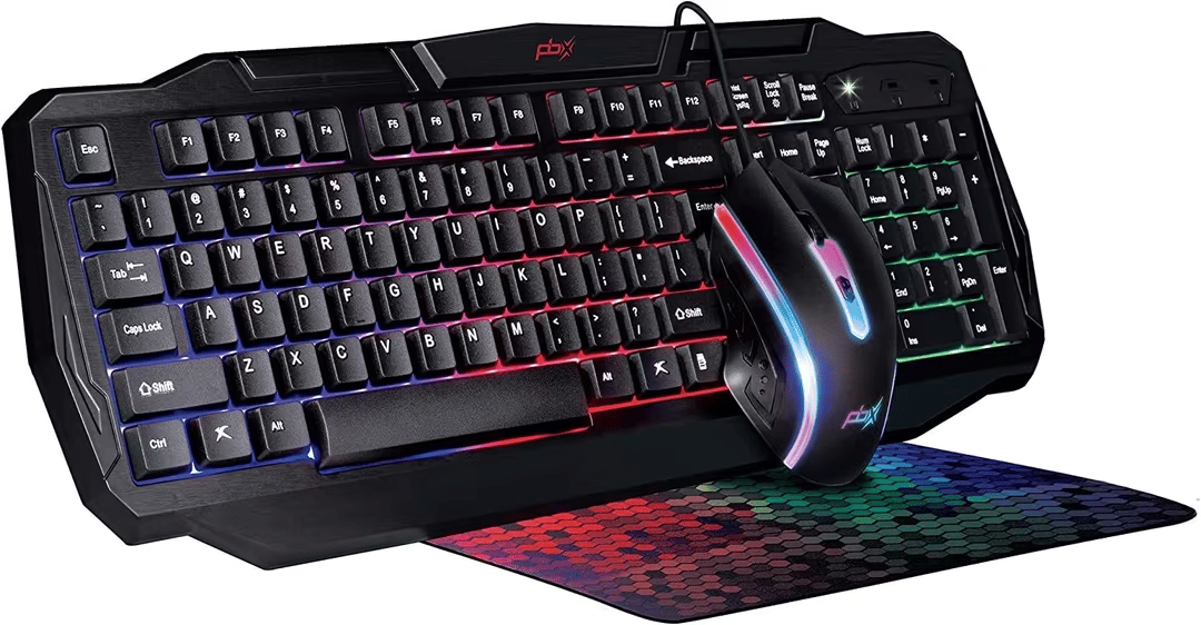 Pro Gaming Accessory Bundle - PBX RGB Backlit, Full-Size USB Keyboard, USB Mouse, Mouse Pad