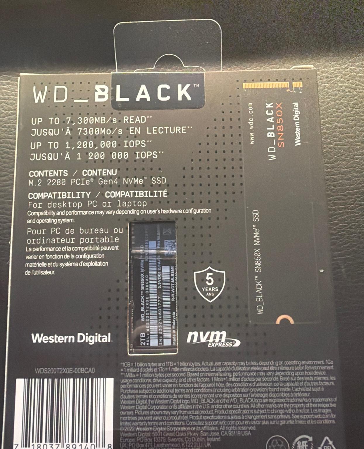 Western Digital WD Black SN850X 2TB - Image 1