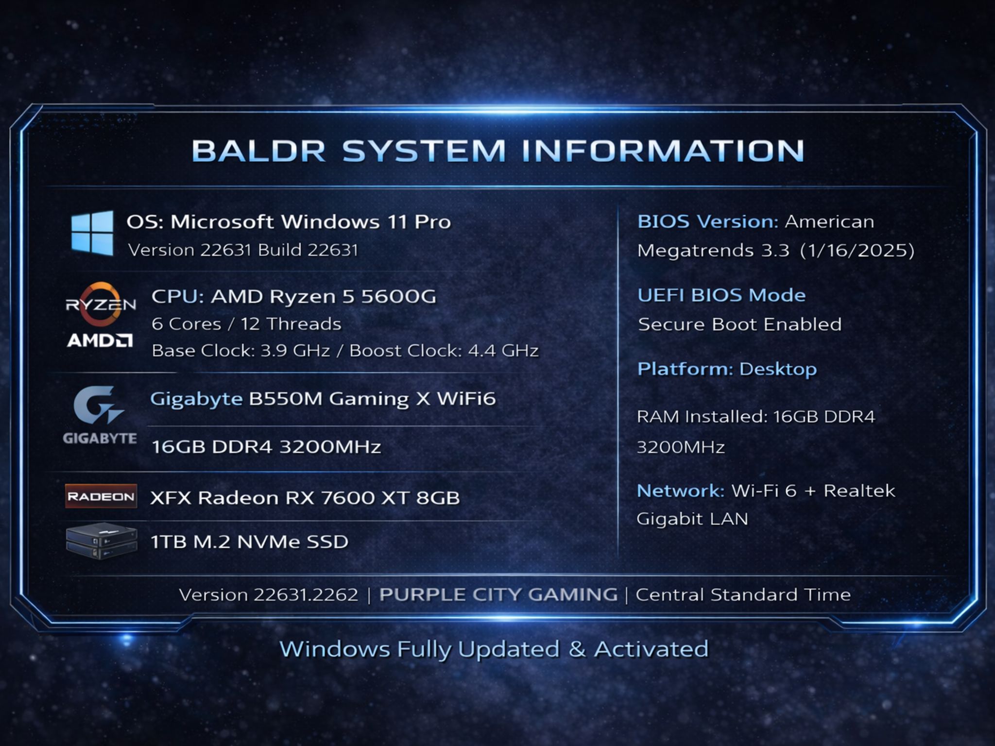 [Baldr] | Ryzen 5 5600G + RX 7600 Gaming PC