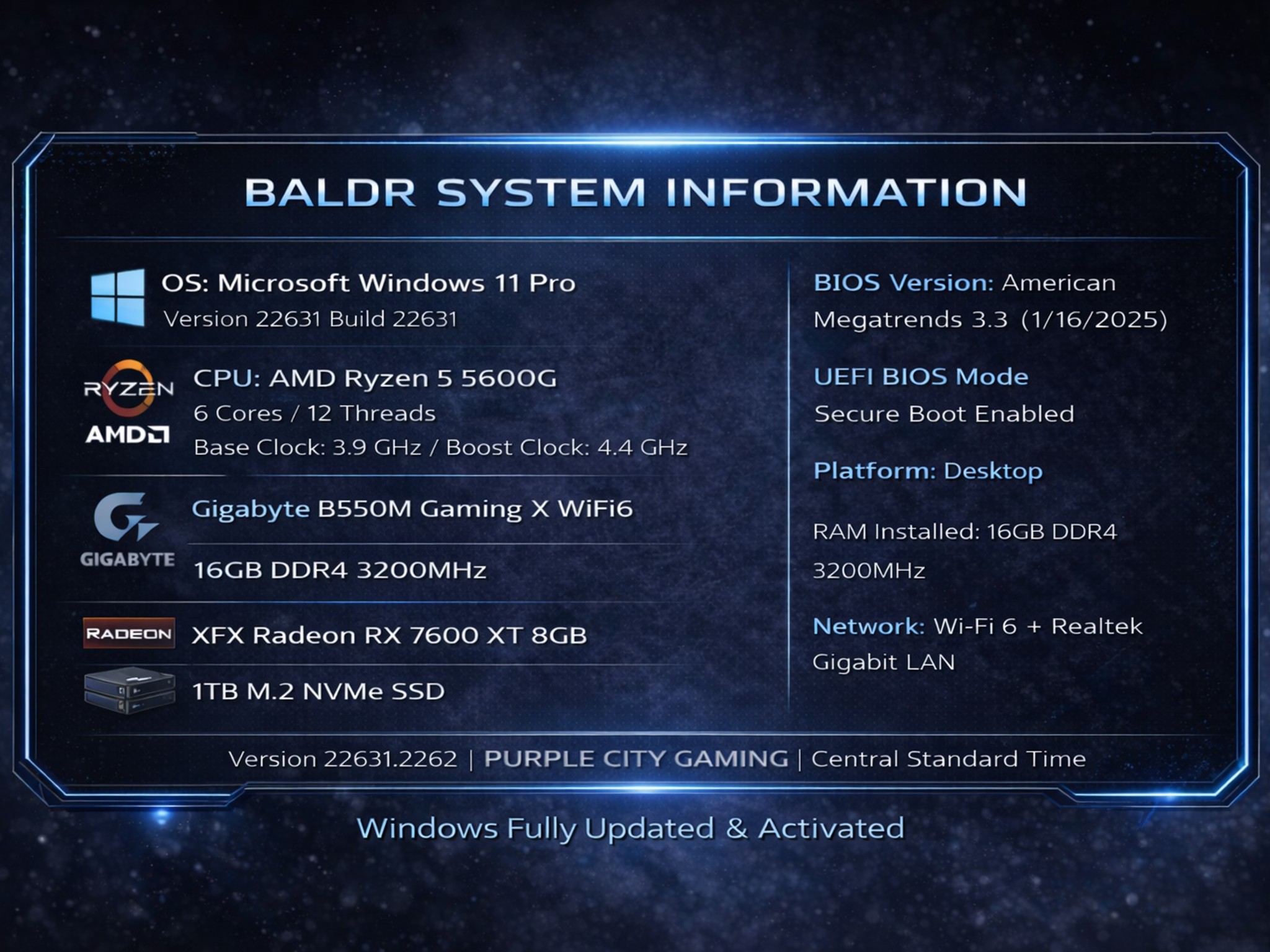 [Baldr] | Ryzen 5 5600G + RX 7600 Gaming PC