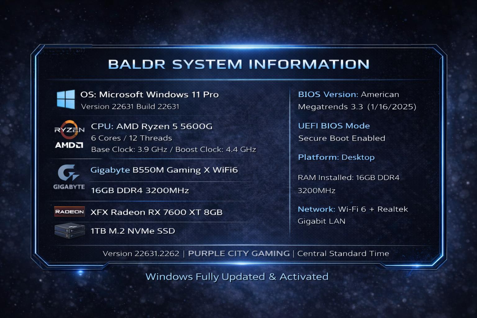[Baldr] | Ryzen 5 5600G + RX 7600 Gaming PC