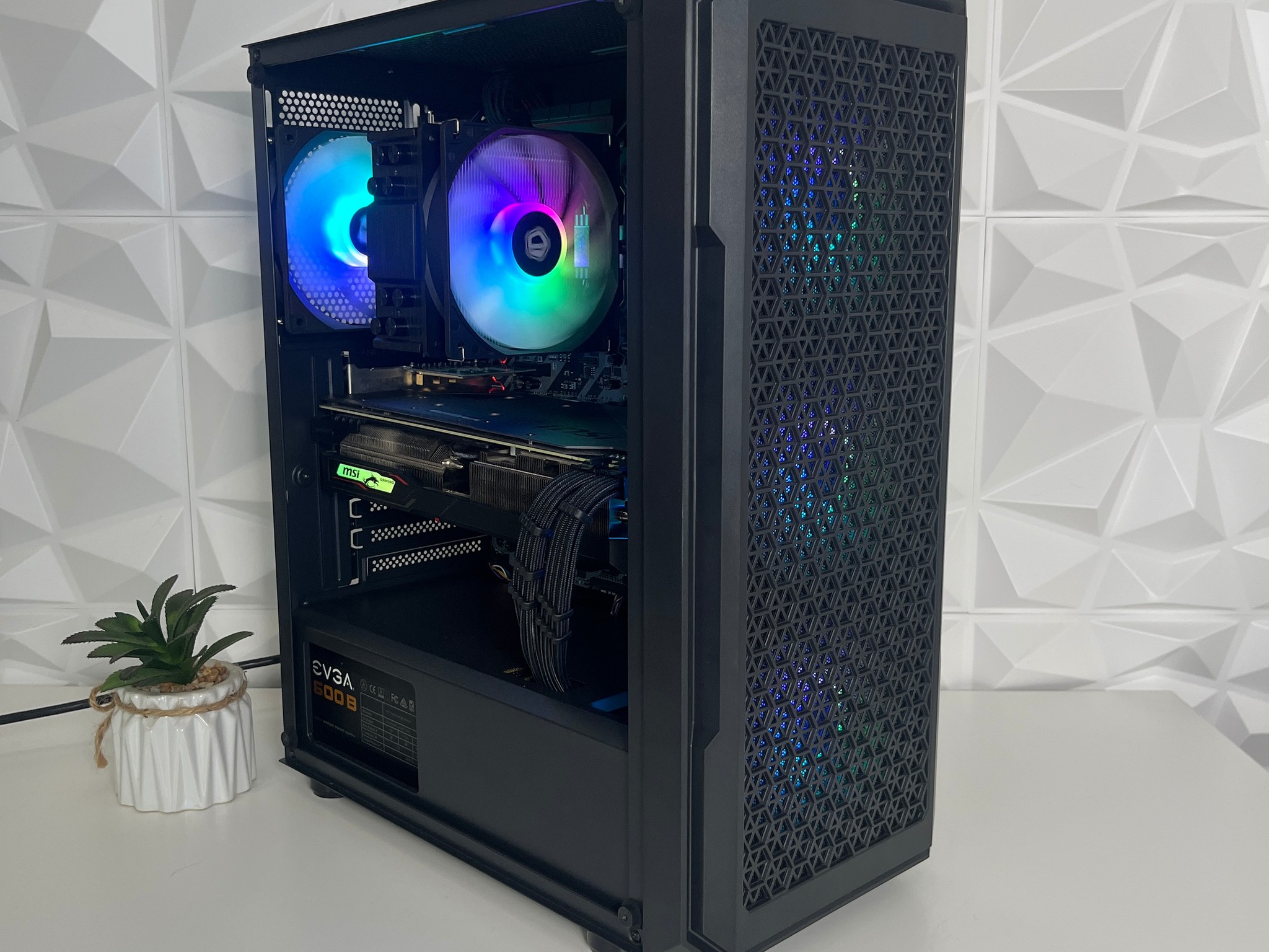 Black RGB Gaming PC | Ryzen 5 + 5700XT 8GB | 16GB