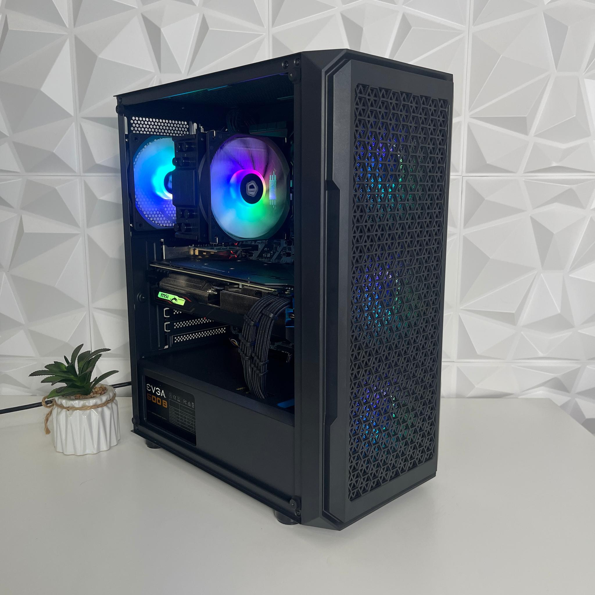 Black RGB Gaming PC | Ryzen 5 + 5700XT 8GB | 16GB