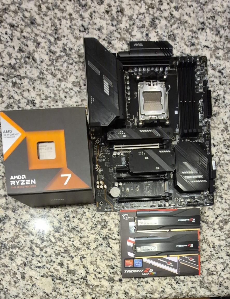 AMD BUNDLE, MSI X670E Tomahawk AM5 M.2 Wi-Fi 6E ATX, Ryzen 7800X3D CPU, 64GB G.Skill RGB DDR5 RAM