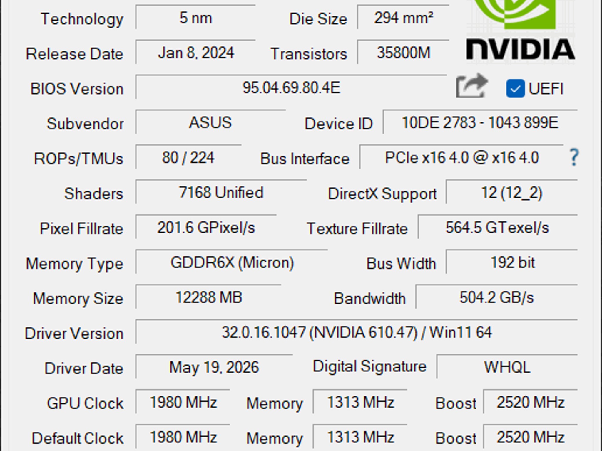 RTX 4070 Super - Asus Prime OC edition 12GB