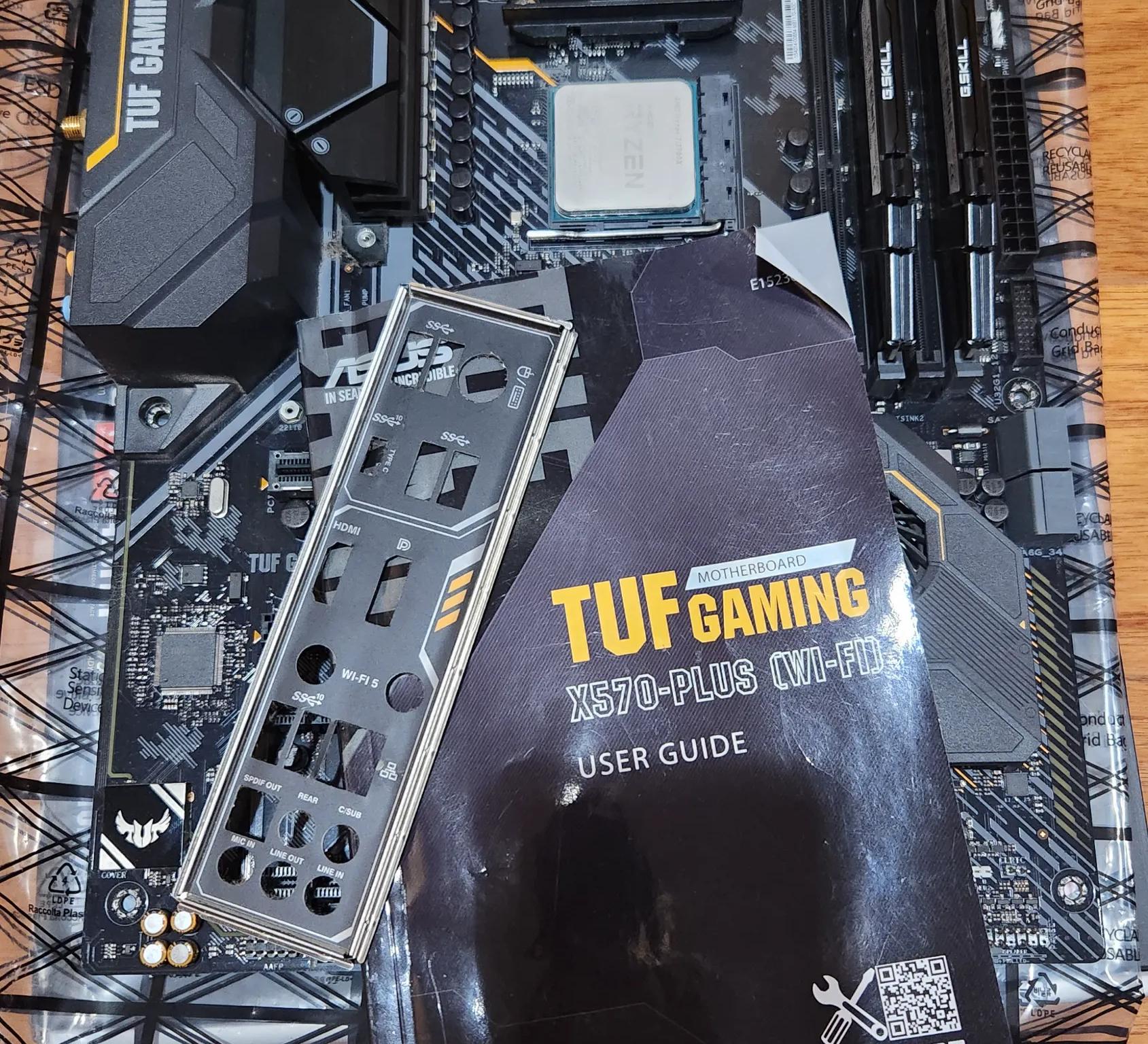 ASUS TUF x570-PLUS (WI-FI) AND Ryzen 7 3700X, 16gb RAM, 256GB M.2 (with Win 10 installed)