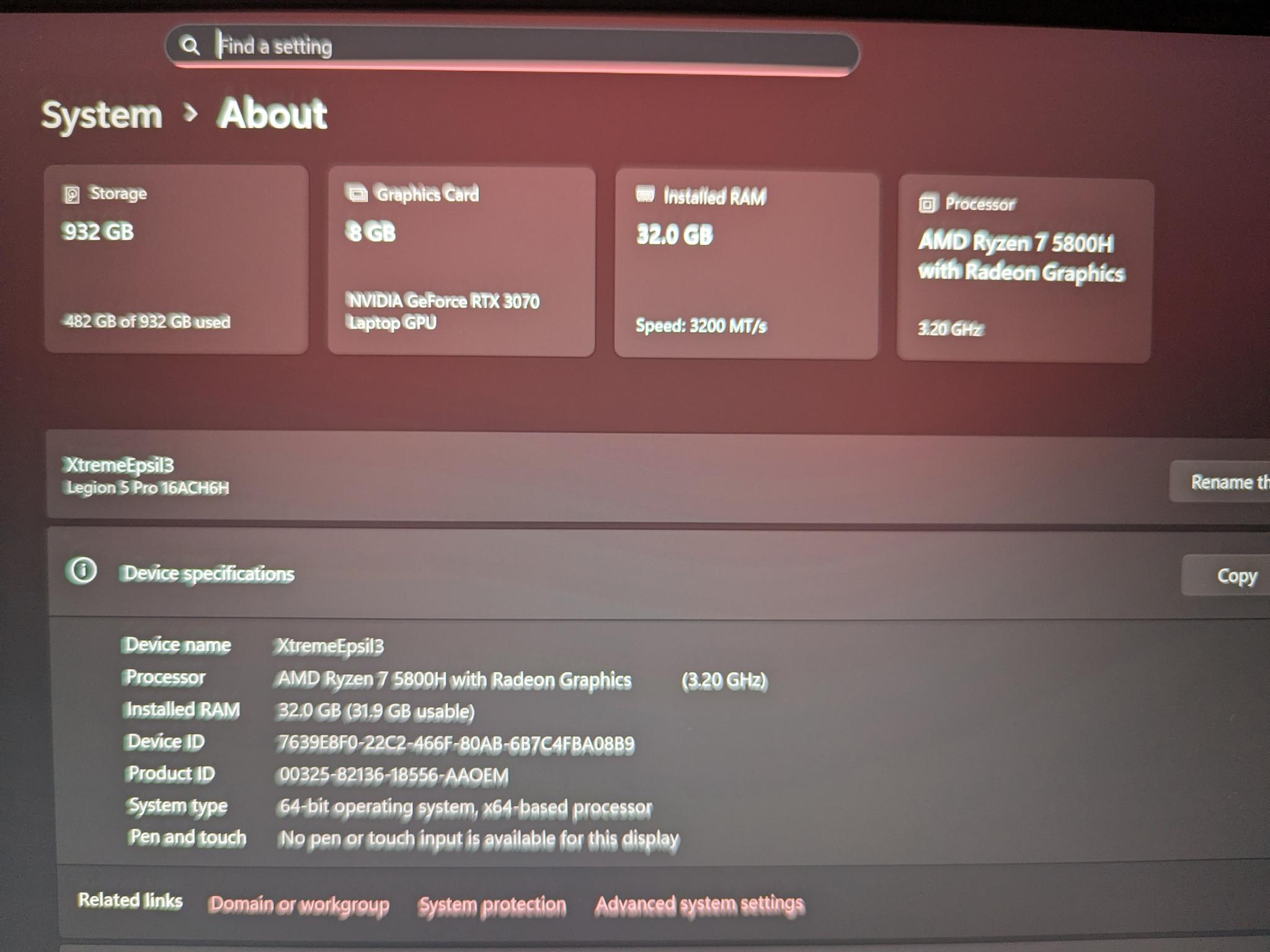 Gaming Laptop Lenovo Legion 5 pro (2021) 1TB SSD/32GB/ Nvidia 3070 RTX
