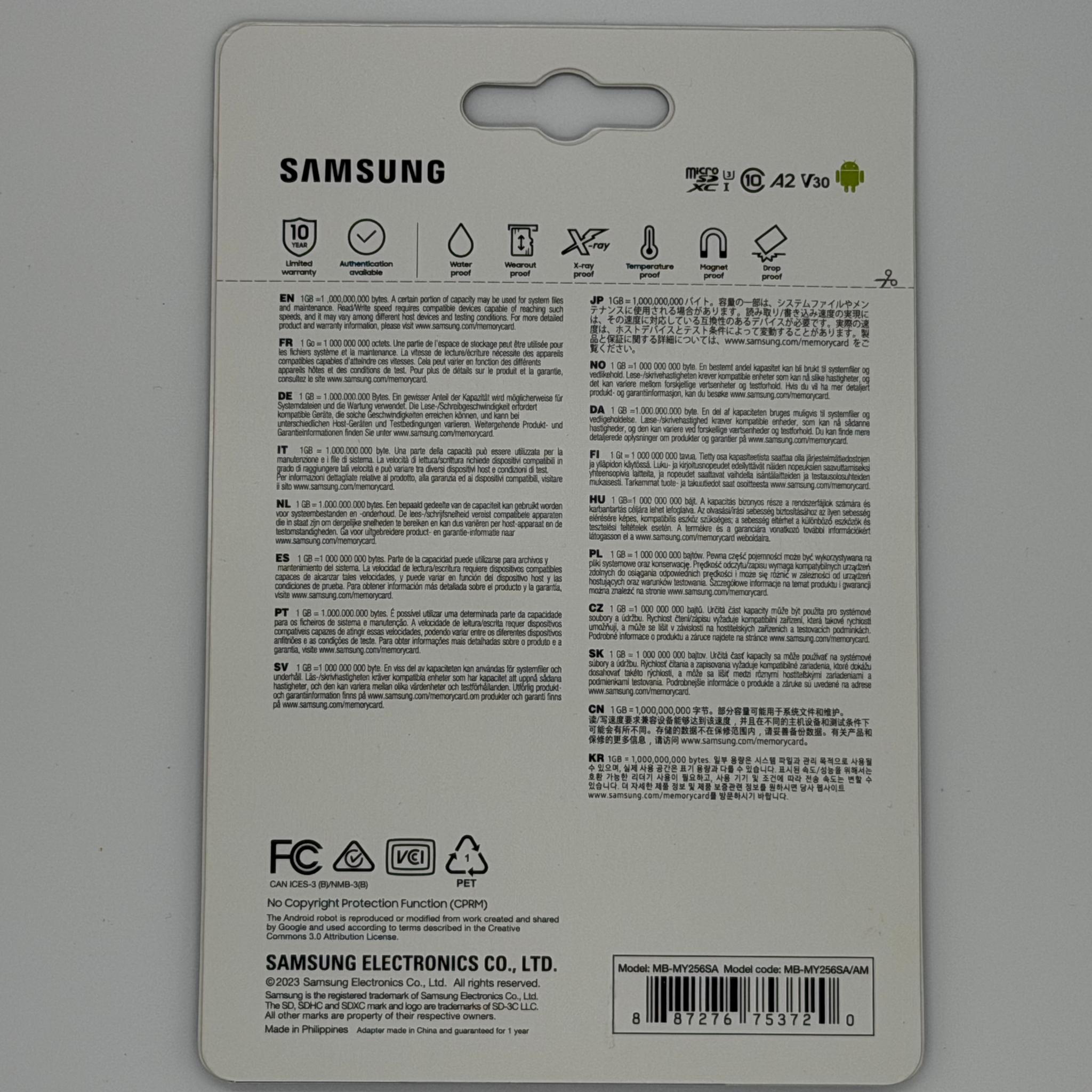 Samsung PRO Ultimate 256GB UHS I micro SDXC Card SD Adapter MB MY256SA WW