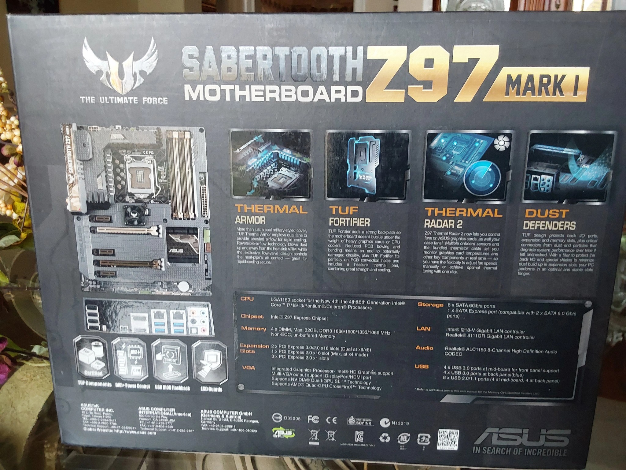 ASUS INTEL Z97 SABERTOOTH LGA1150 DDR3 ATX MOTHERBOARD (COMPLETE!)