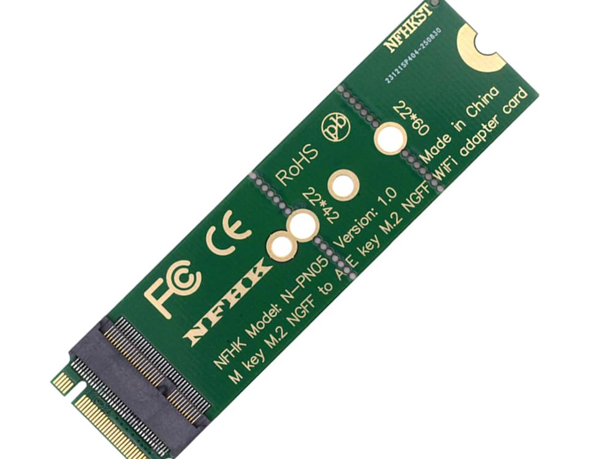 NFHK WiFi Riser Card NGFF Key-E Wireless Networking Card to M.2 NGFF NVME SSD Adapter Key-M