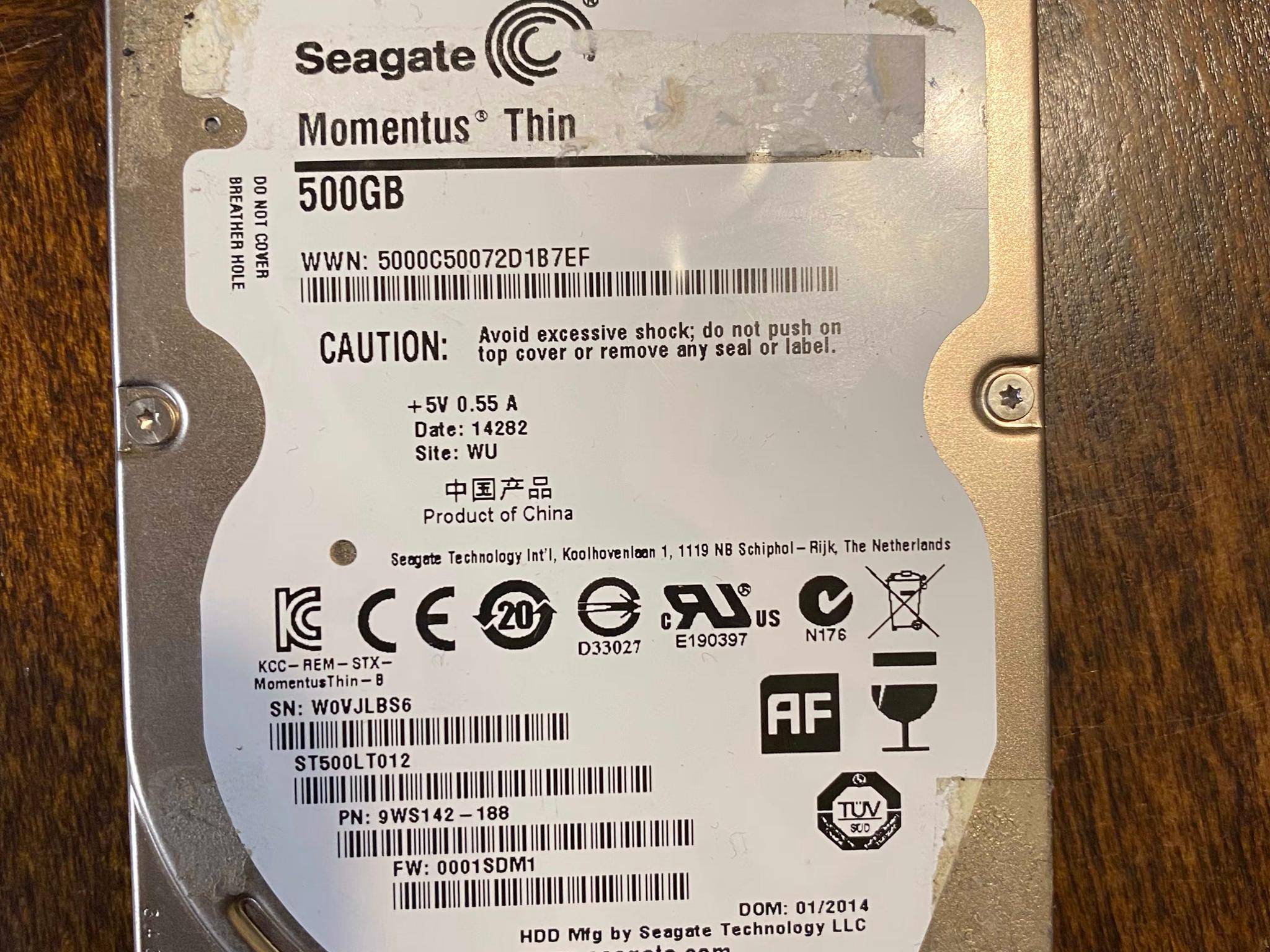 Seagate Momentus Thin 500GB 5400RPM HDD and 3 other 500GB HDDs