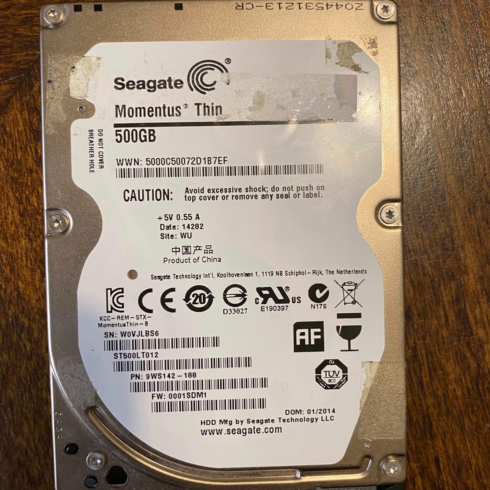 Seagate Momentus Thin 500GB 5400RPM HDD and 3 other 500GB HDDs