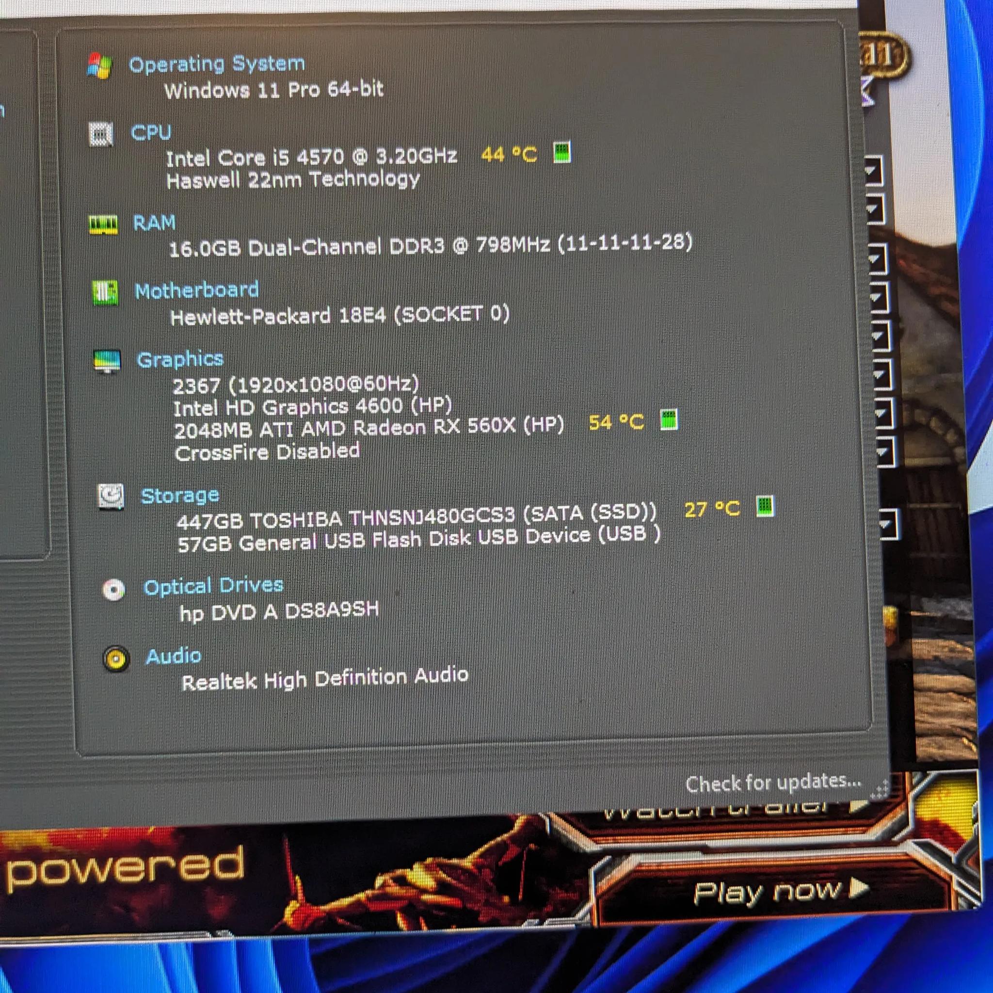 FREE SHIP||"Spicy HP"||i5-4570, 16GB RAM, RX 460 2GB, 480GB SSD, Win11, RGB, Wifi