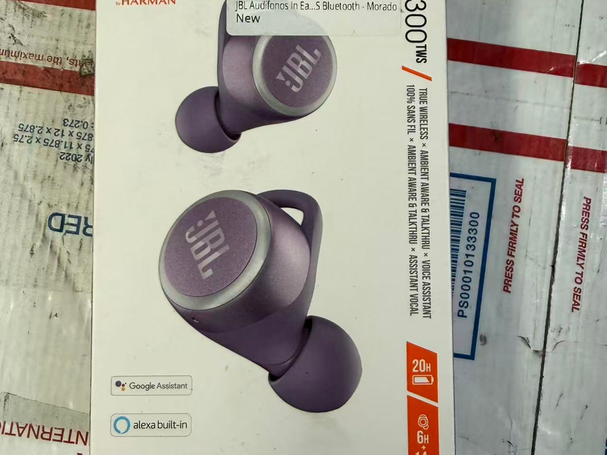JBL Live 300TWS Truly Wireless In-Ear Headphones with Voice Assistant, Purple