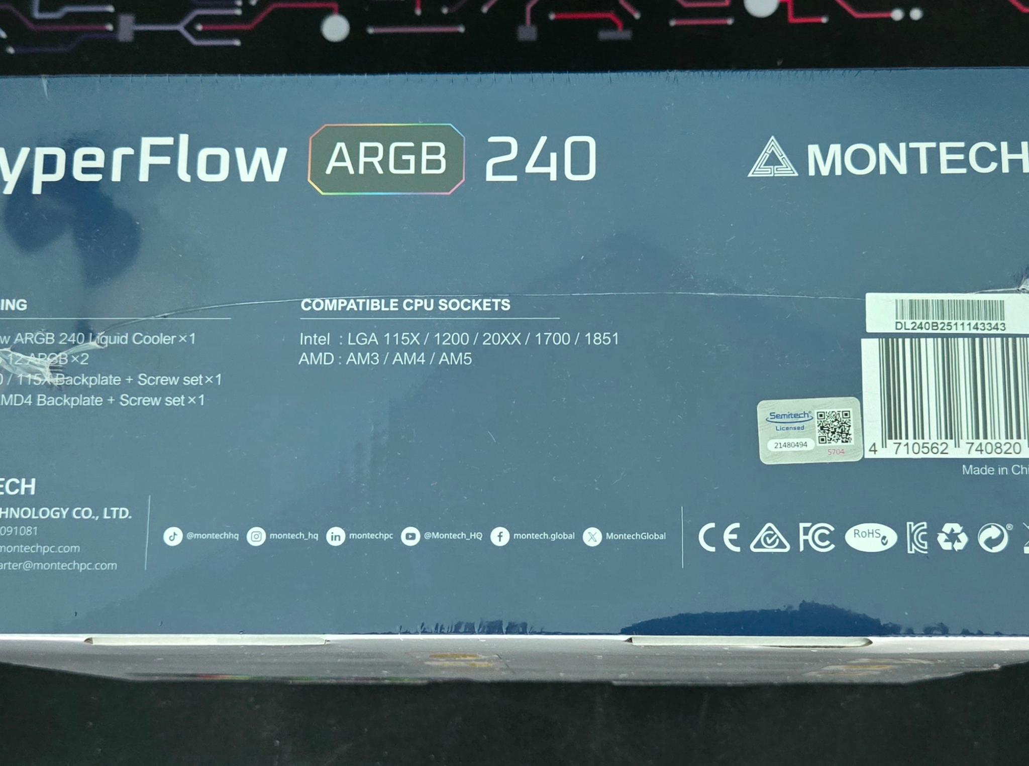 Montech HyperFlow ARGB 240 AIO CPU Liquid Cooler Black