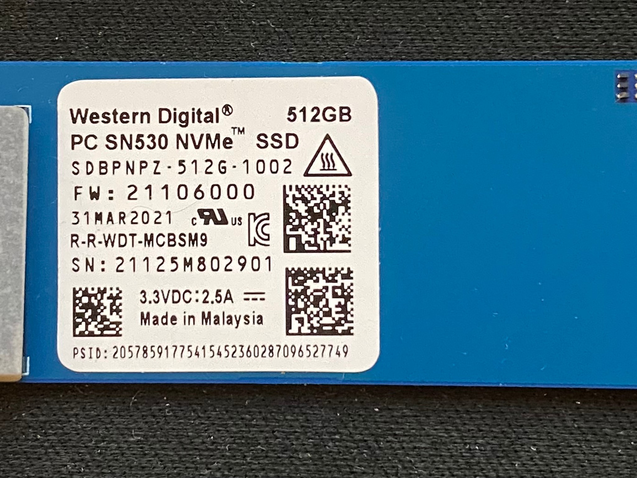 Western Digital SN530 512GB NVMe m.2 SSD