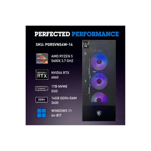 NSX Inferno PC Gamer | AMD R5 5600X | RTX 4060 | 1TB SSD | 16GB RAM | WiFi | Bluetooth | Win 11 Home