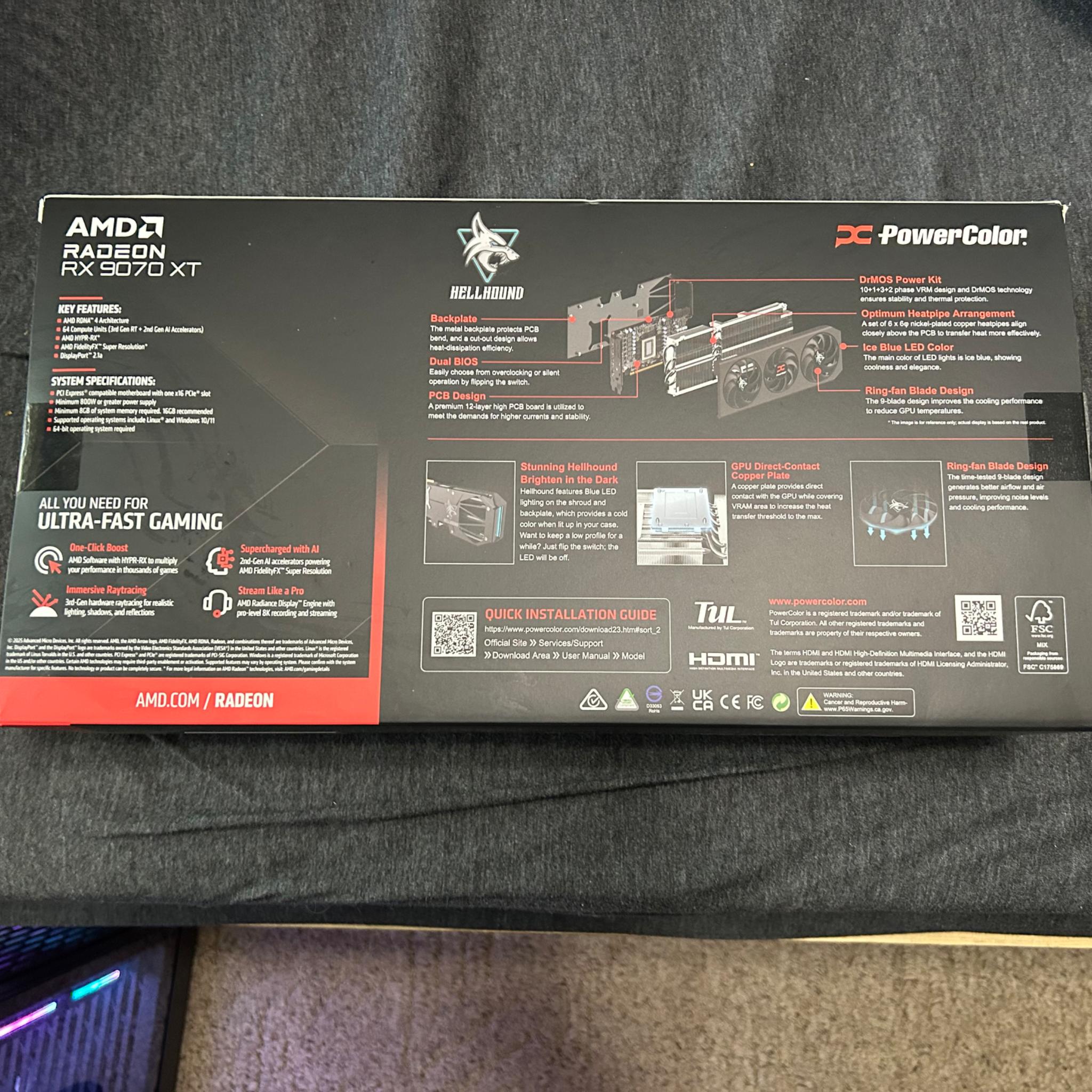RADEON 9070 XT PowerColor HellHound - 16GB GPU