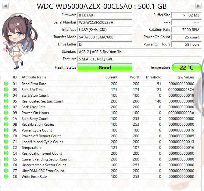 WD Blue 500GB 7200RPM SATA Hard Drive | Tested & Functional
