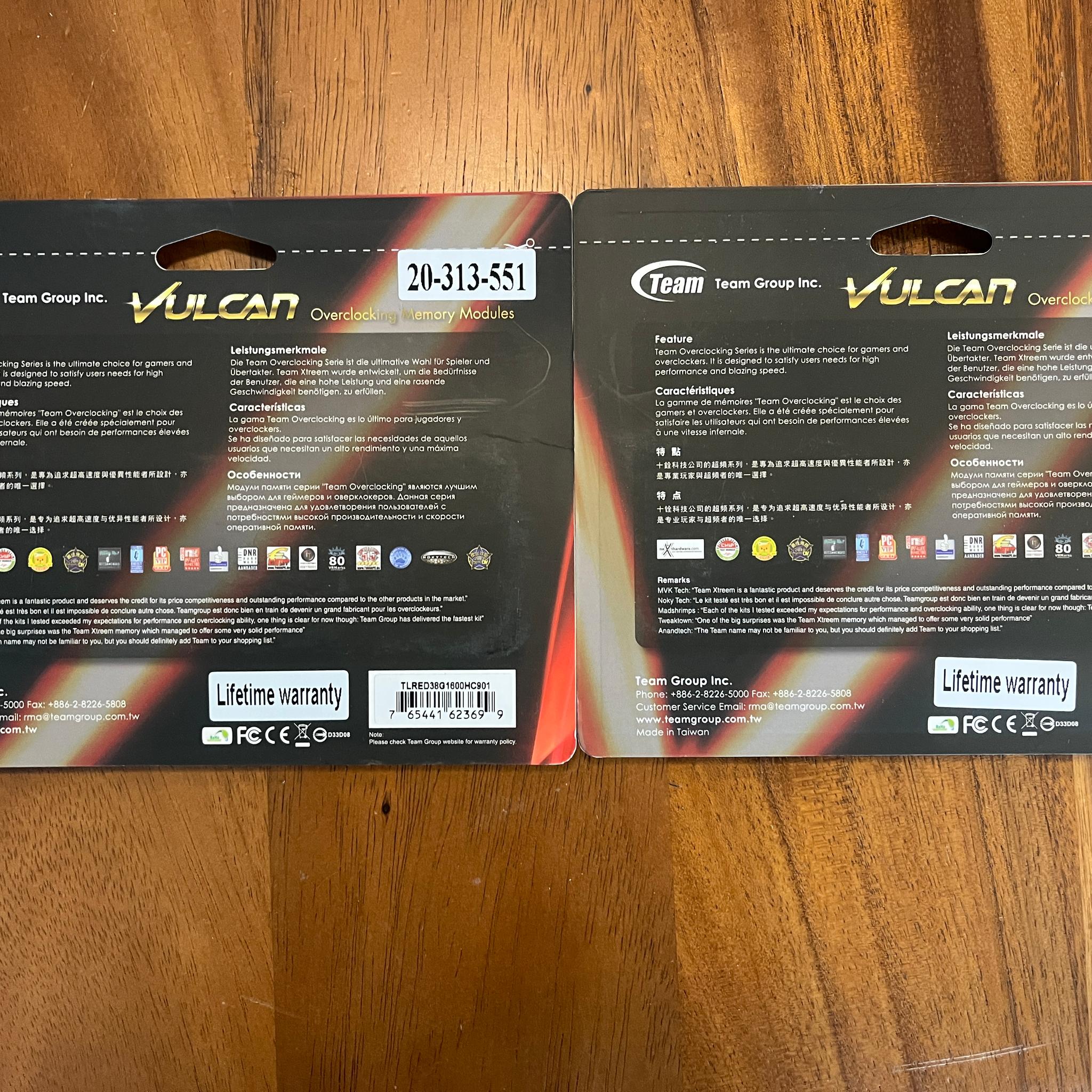 TEAM Vulcan 2X8GB 16B PC3-12800 DDR3 1600MHZ CL9 TLRED38G1600HC901 GAMING RAM
