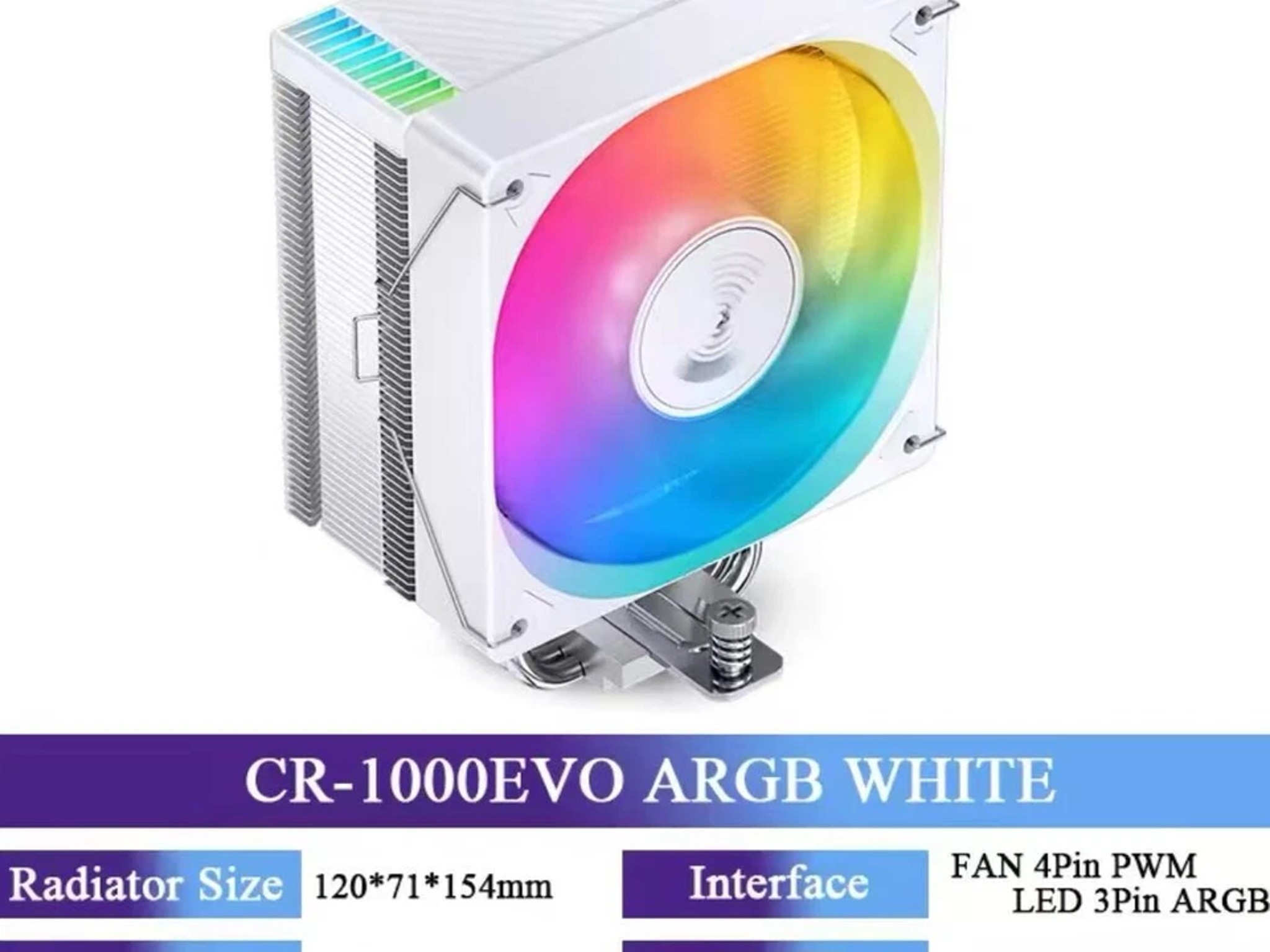 🔥SALE🔥JONSBO CR-1000 EVO ARGB 120mm CPU Cooler White - US seller