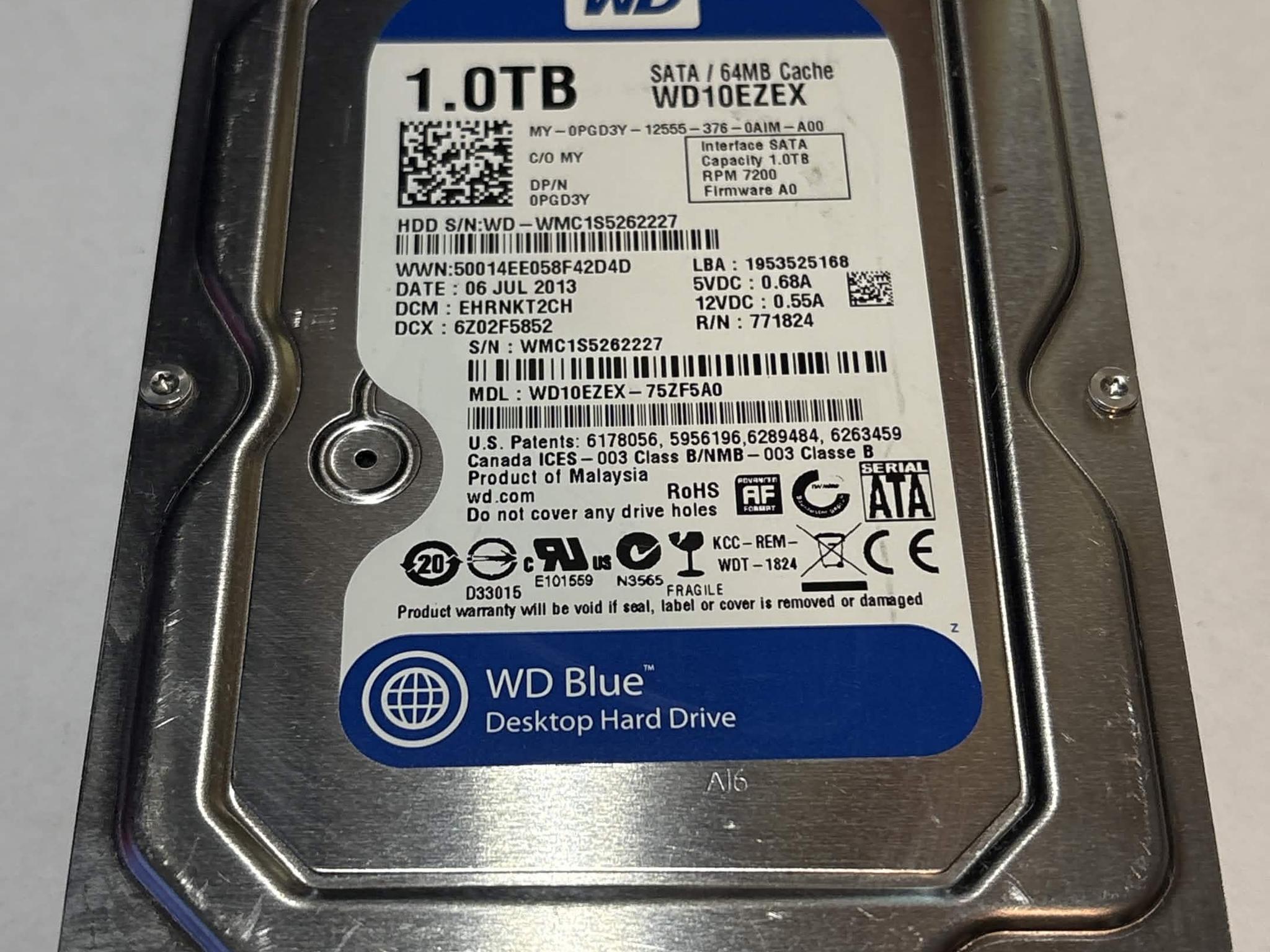 WD Blue 1TB 7200RPM SATA Hard Drive | Tested & Healthy