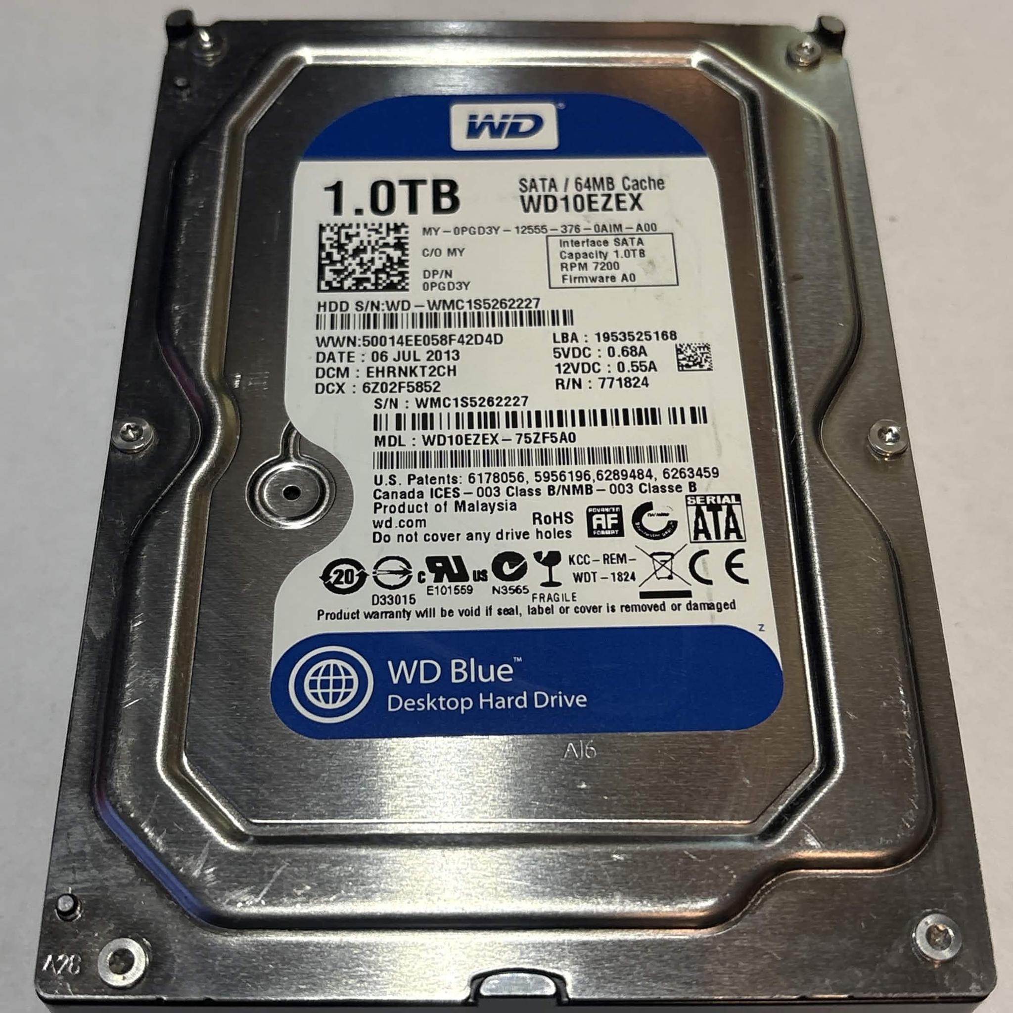 WD Blue 1TB 7200RPM SATA Hard Drive | Tested & Healthy