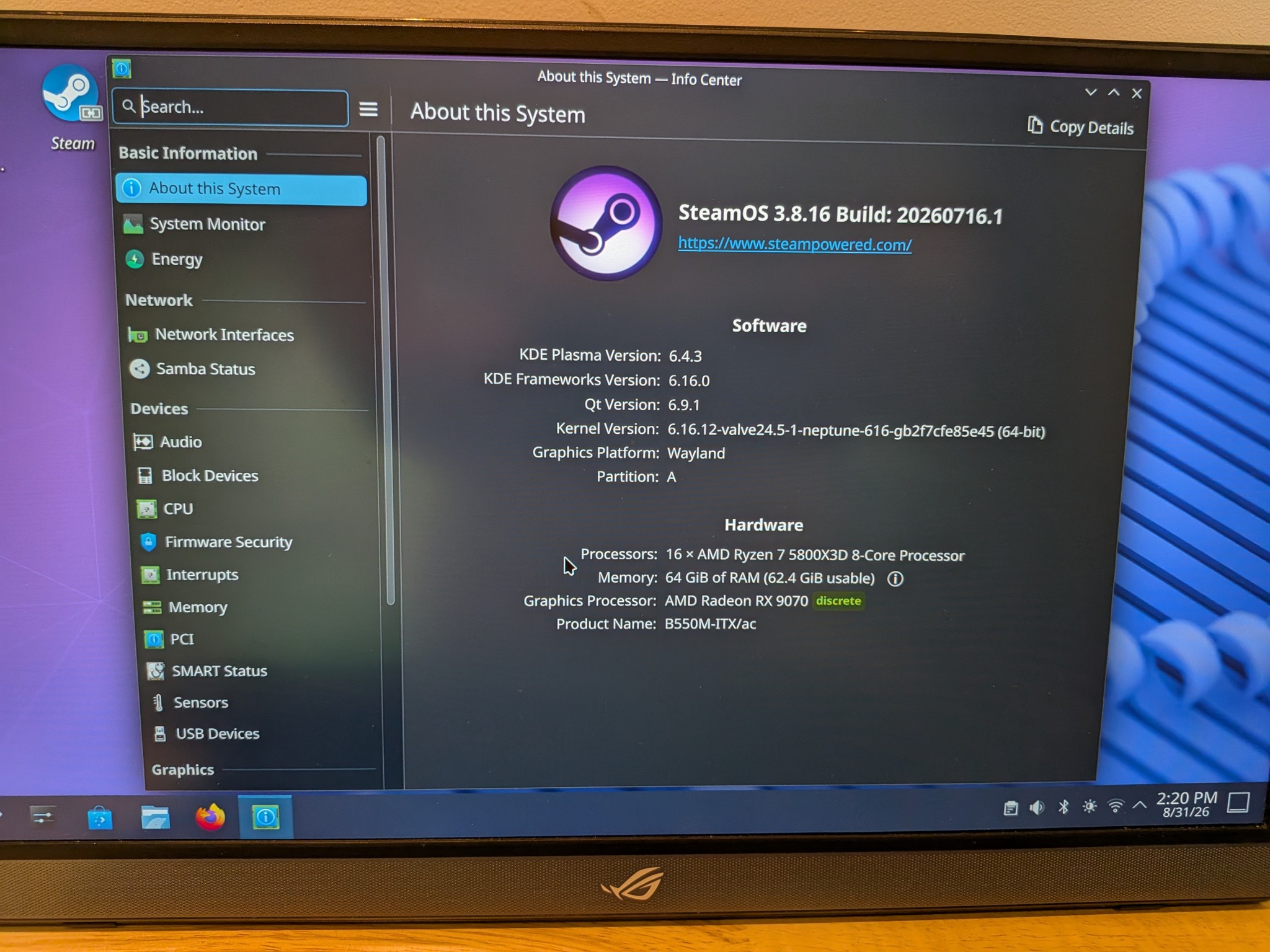 4K Vapor Queen - RX 9070, Ryzen 7 5800X3D, 64GB RAM, 2 TB Gen 4 NVME, SteamOS