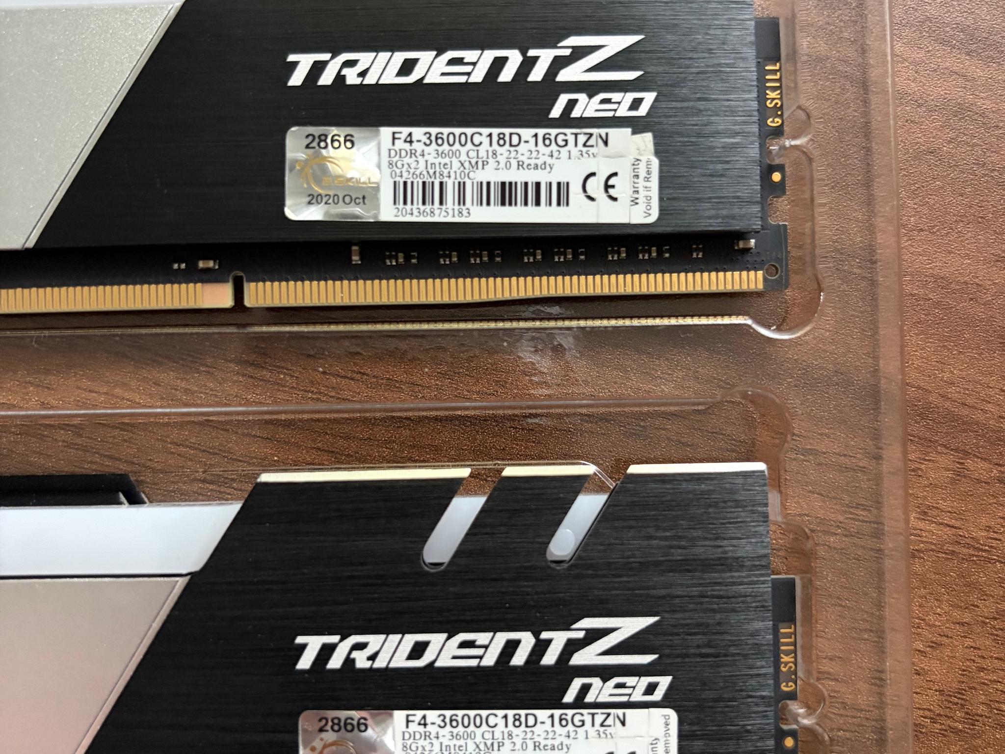 16GB (2 x 8GB) G. Skill TridentZ Neo 3600mhz DDR4