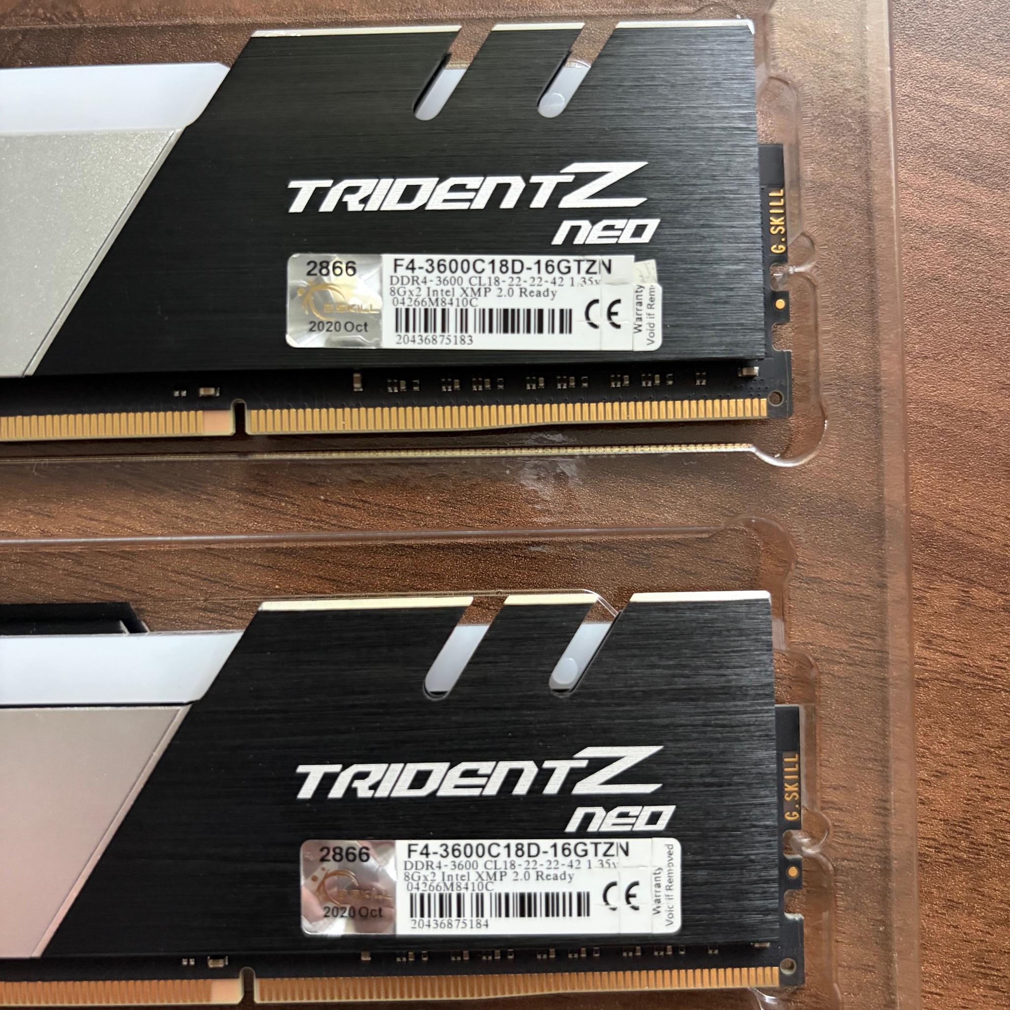 16GB (2 x 8GB) G. Skill TridentZ Neo 3600mhz DDR4
