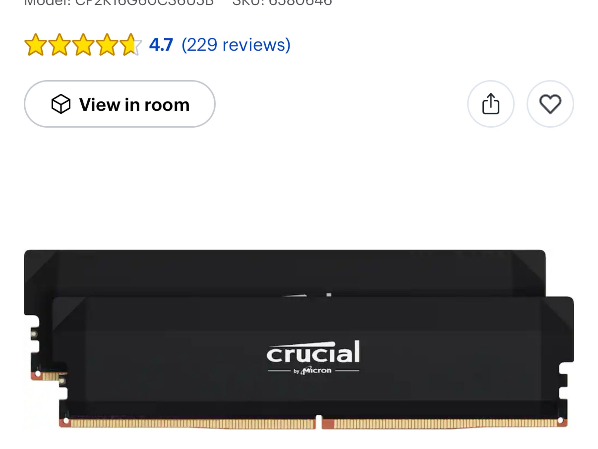 Crucial DDR5-6000 32GB (2X16GB) CL36
