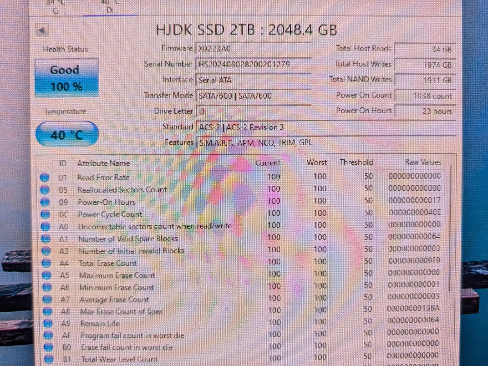 2TB SATA M.2 SSD (100% Health)