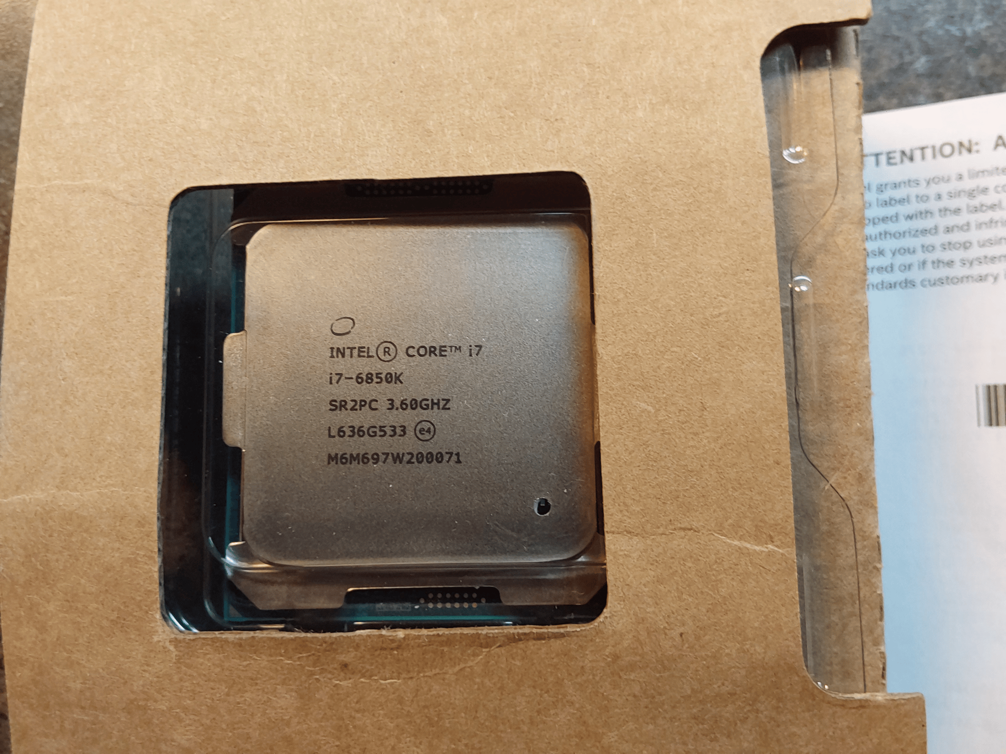 Pre-Owned Intel i7 6850K 3.6GHz CPU in original retail box