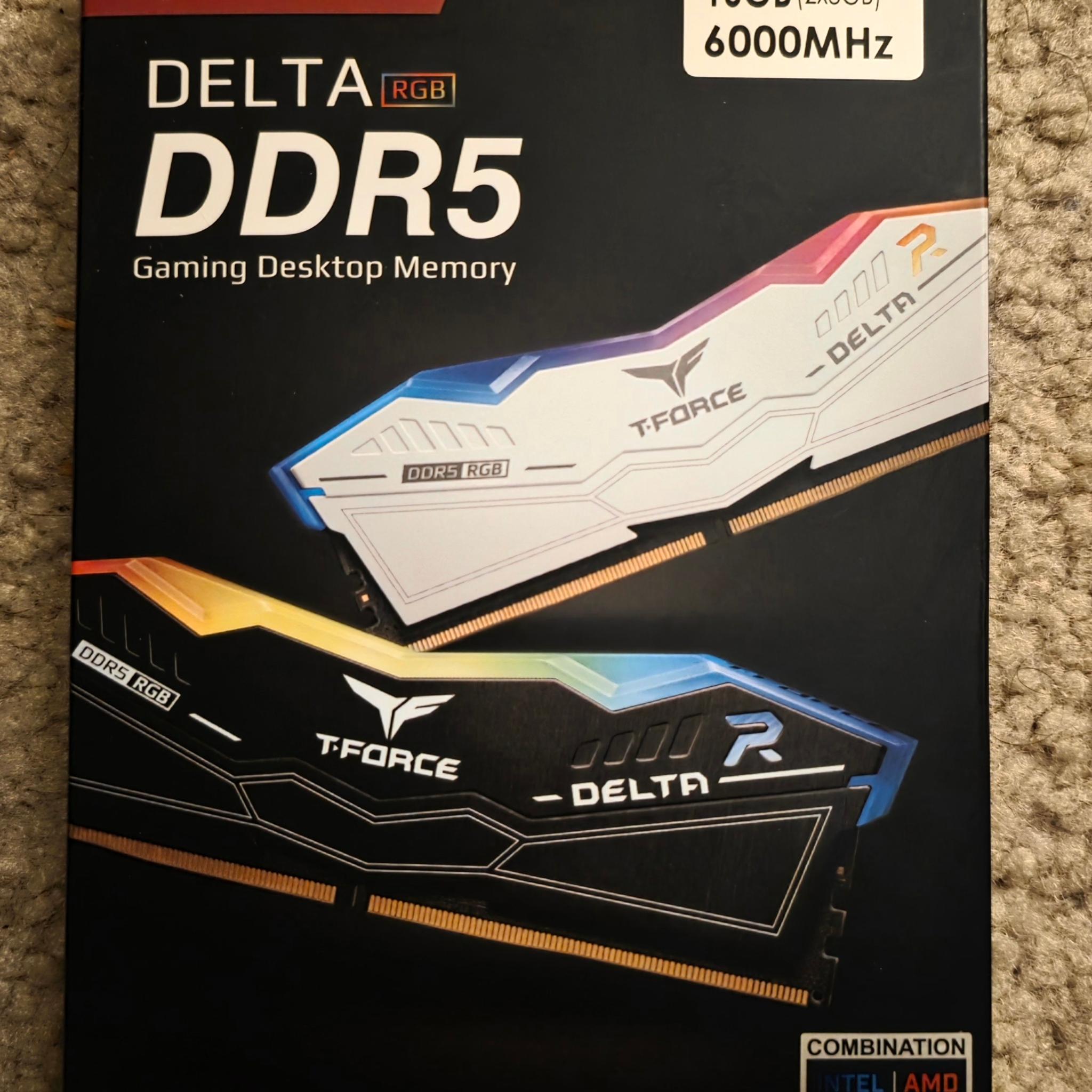 Team Group T-Force Delta RGB 16GB (2 x 8GB) DDR5 6000Mhz CL38-38-38-78 Black Brand New Sealed