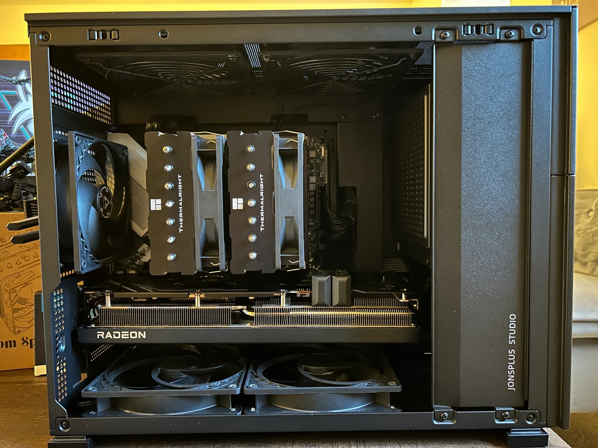 Ryzen 7 5700x 8 cores,  Radeon RX7800xt 16GB, 32GB RAM DDR4 3600, NVMe ssd 2TB, PSU Corsair 850w