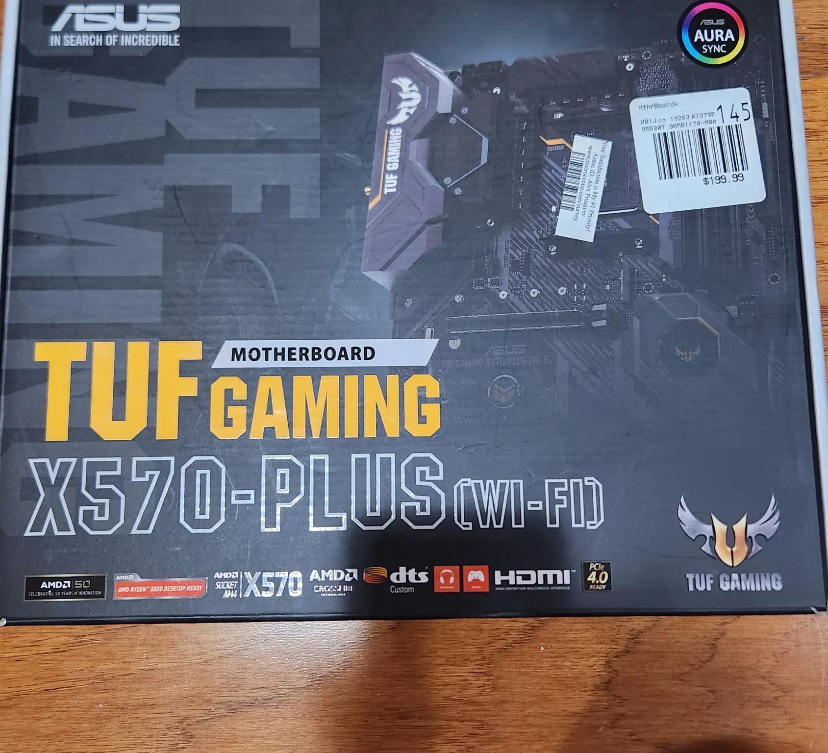 ASUS TUF x570-PLUS (WI-FI) AND Ryzen 7 3700X, 16gb RAM, 256GB M.2 (with Win 10 installed)